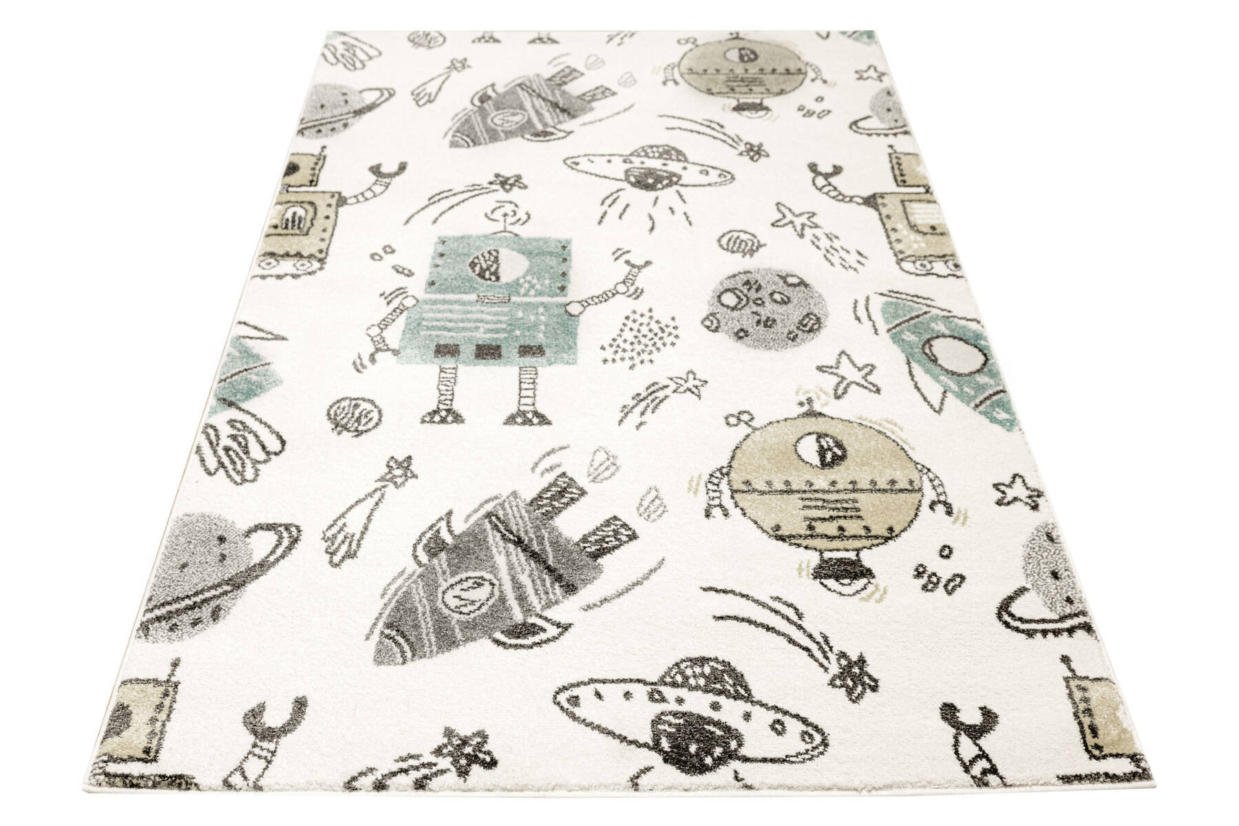 Koberec Lima G931A roboty, krémový / pastelově tyrkysový