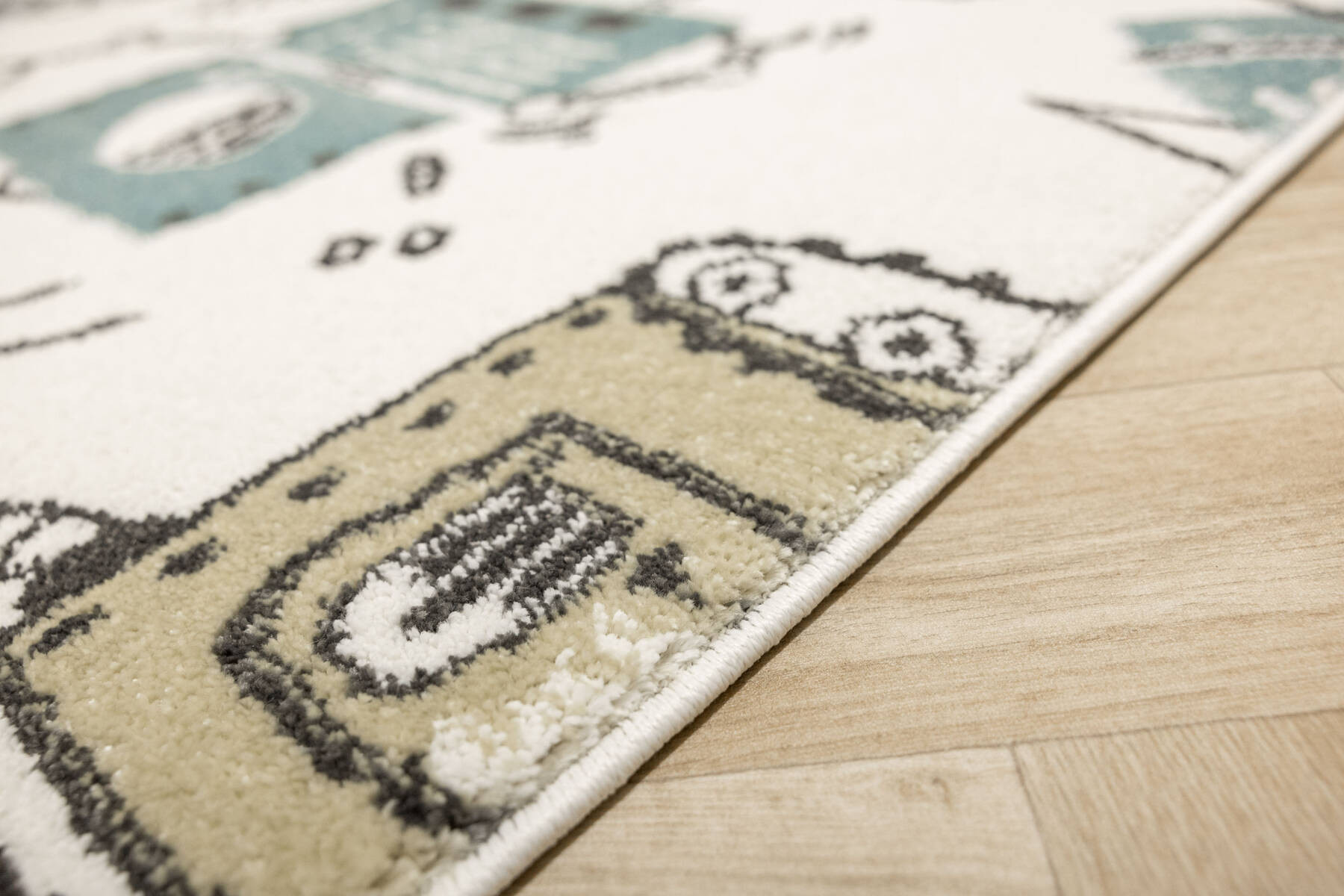 Koberec Lima G931A roboty, krémový / pastelově tyrkysový