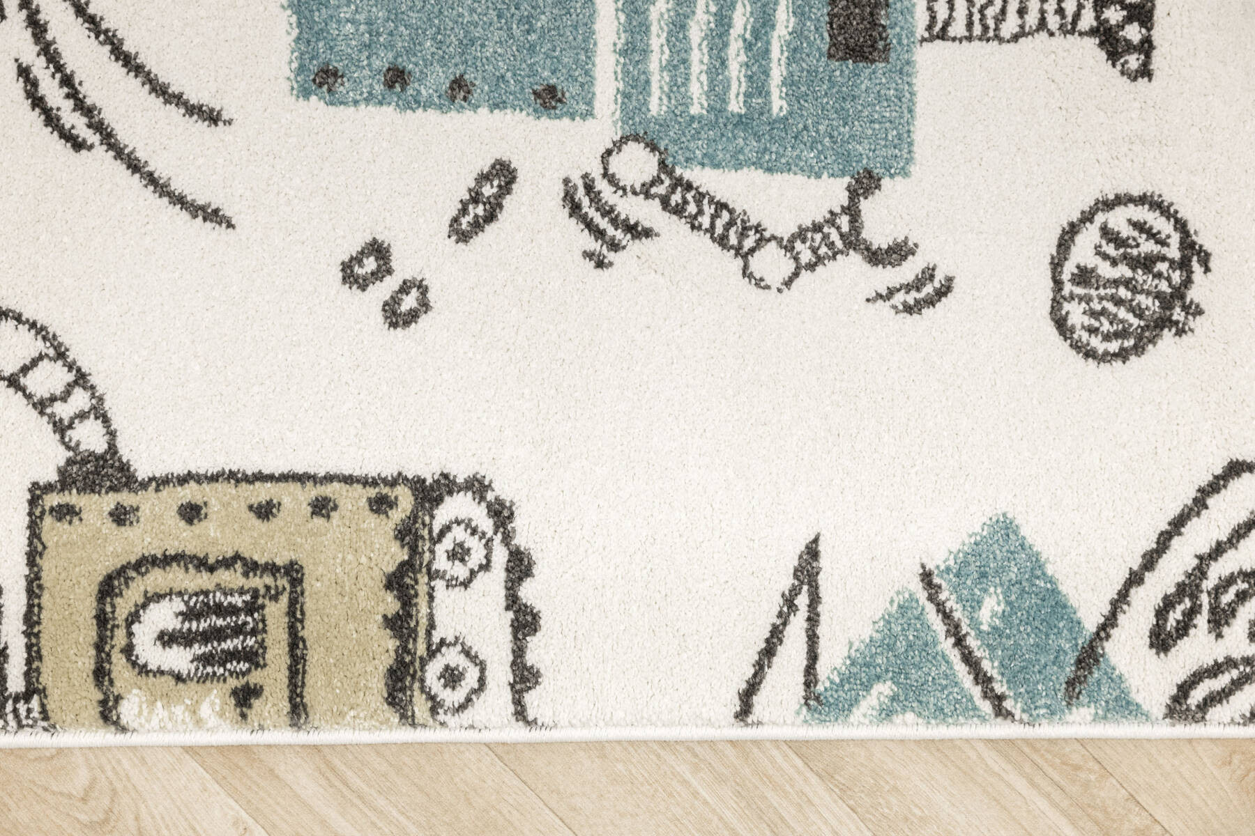 Koberec Lima G931A roboty, krémový / pastelově tyrkysový