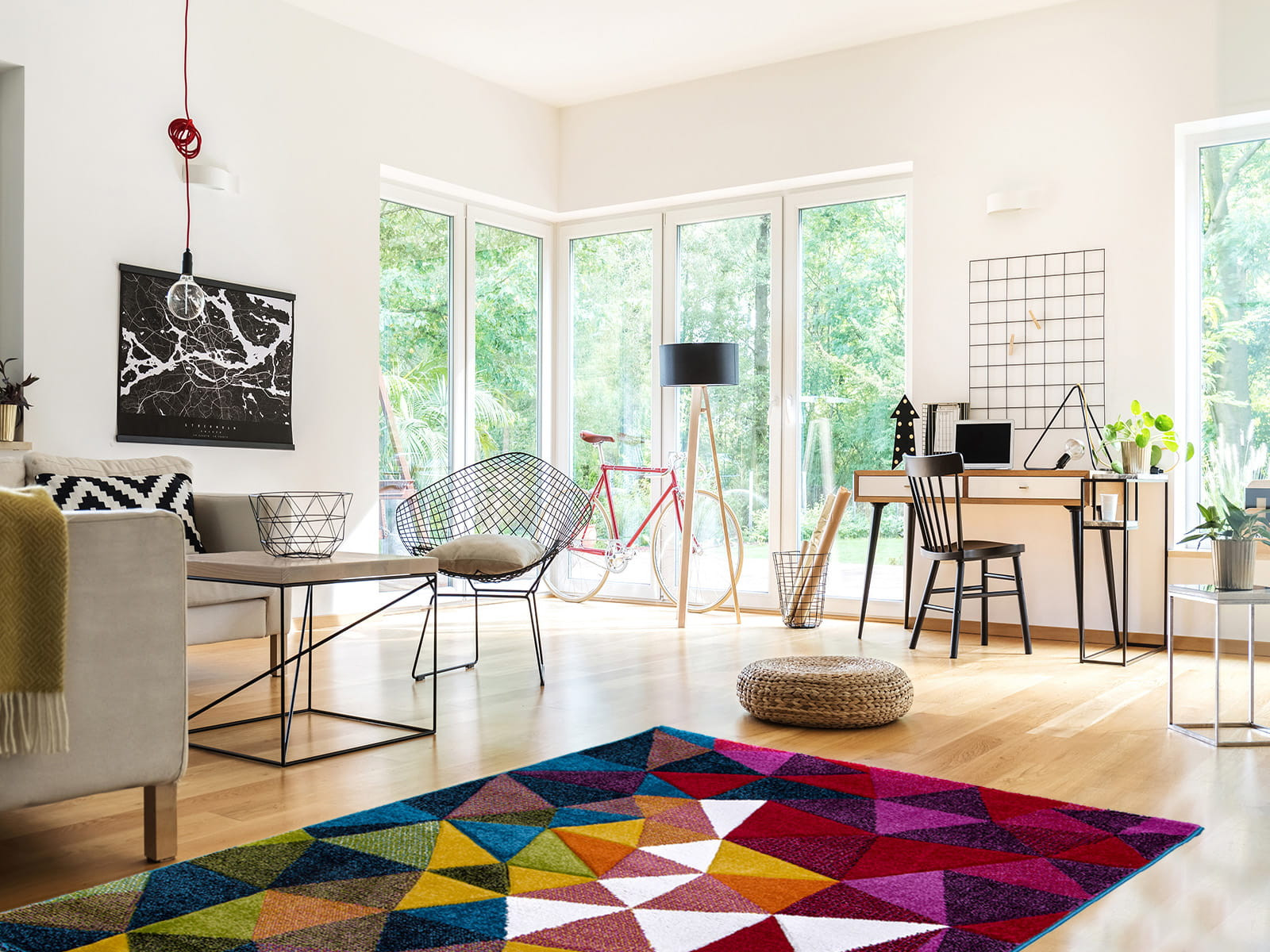 Koberec Folk 3D trojúhelníky multikolor