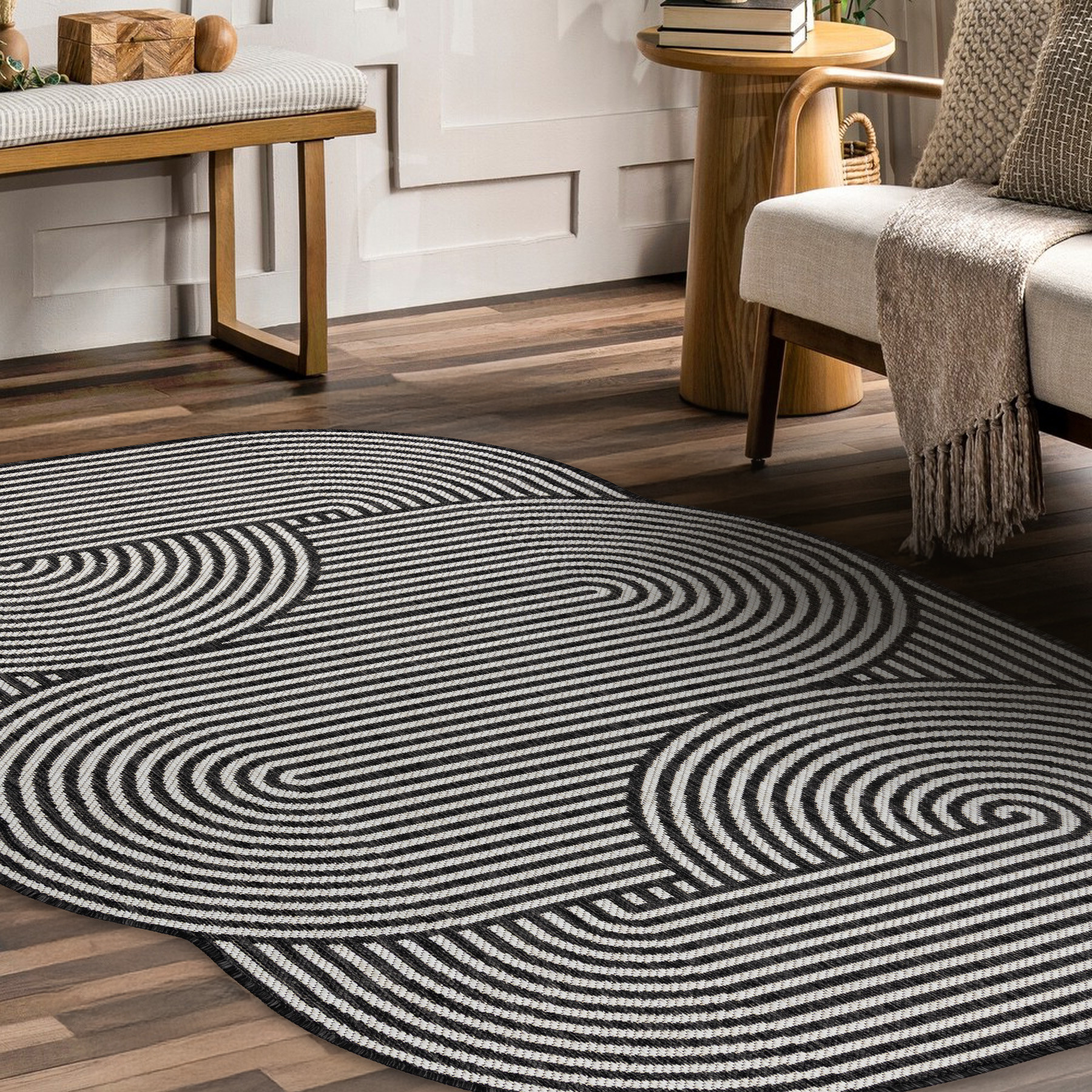 Koberec ORGANIC 1835 geometrický, černý / šedý