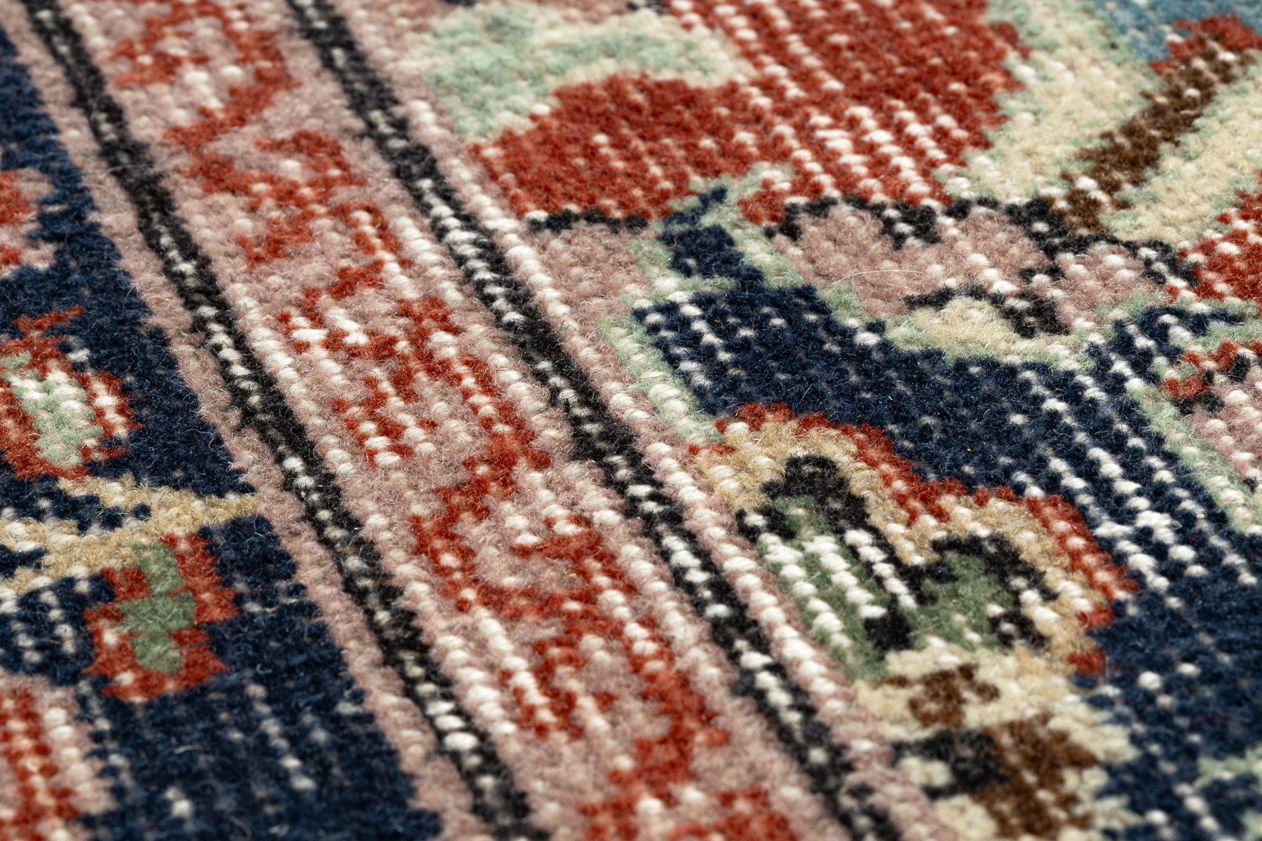 Ručně tkaný vlněný koberec Vintage 10181 rám / květiny, cihlový / zelený