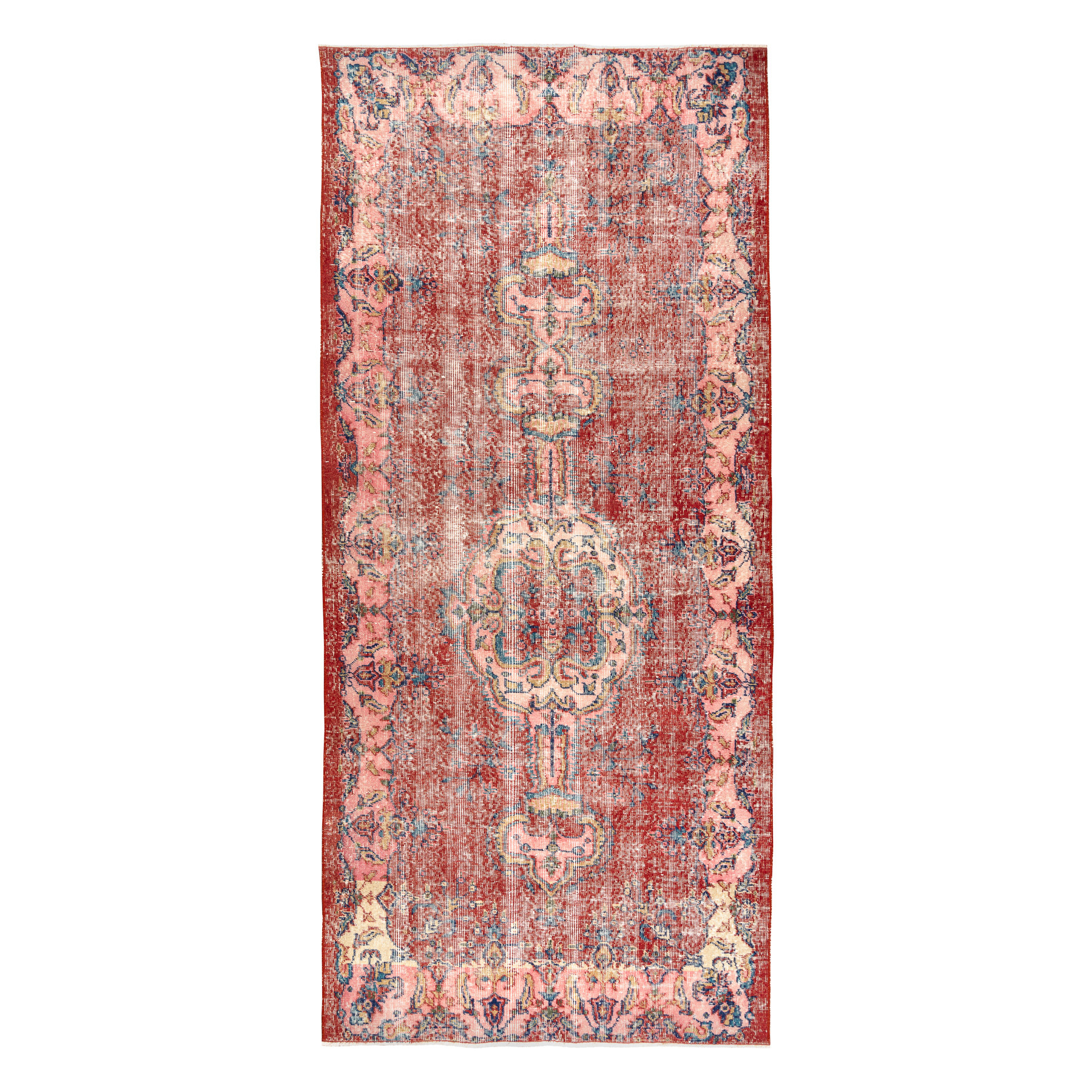 Ručně tkaný vlněný koberec Vintage 10251 ornament/květy, červený