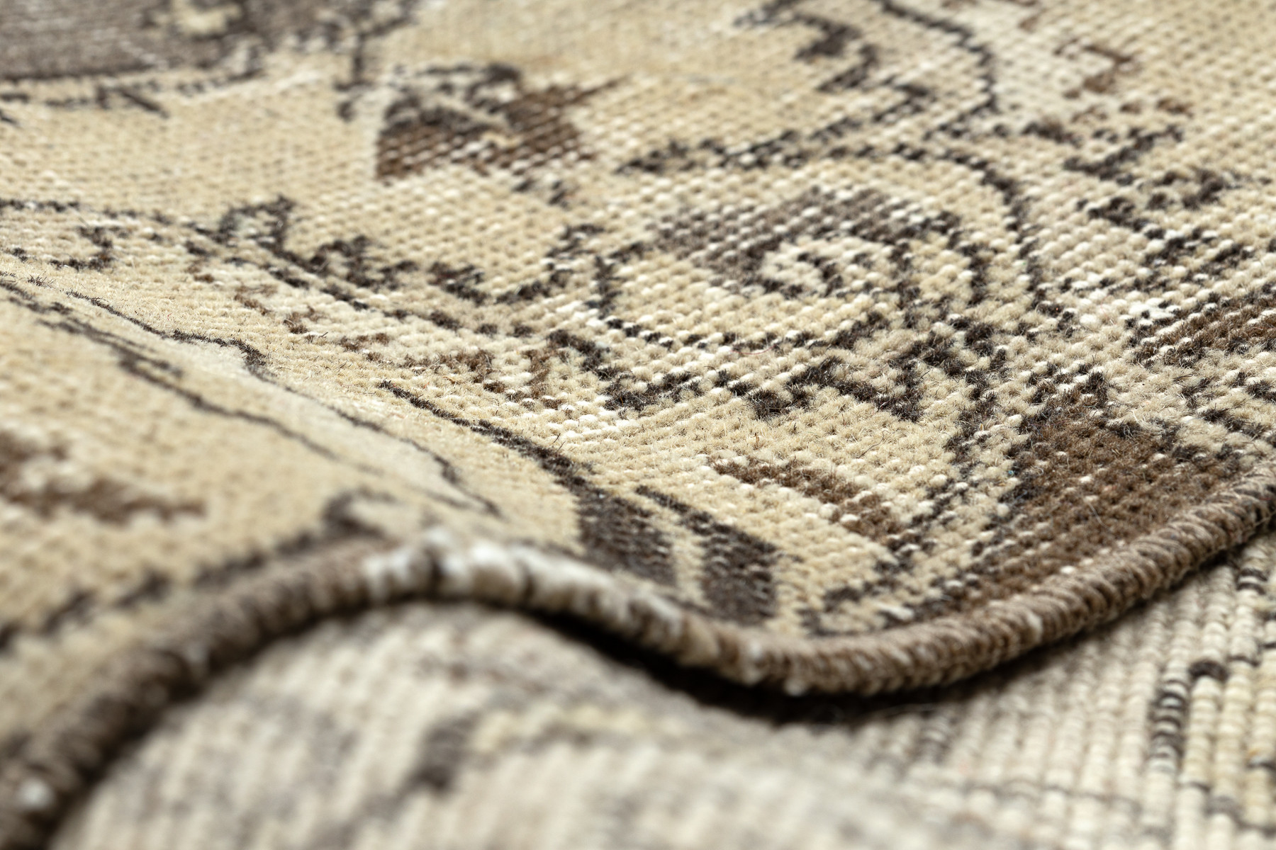 Ručně tkaný vlněný koberec Vintage 10311 rám / ornament, béžový