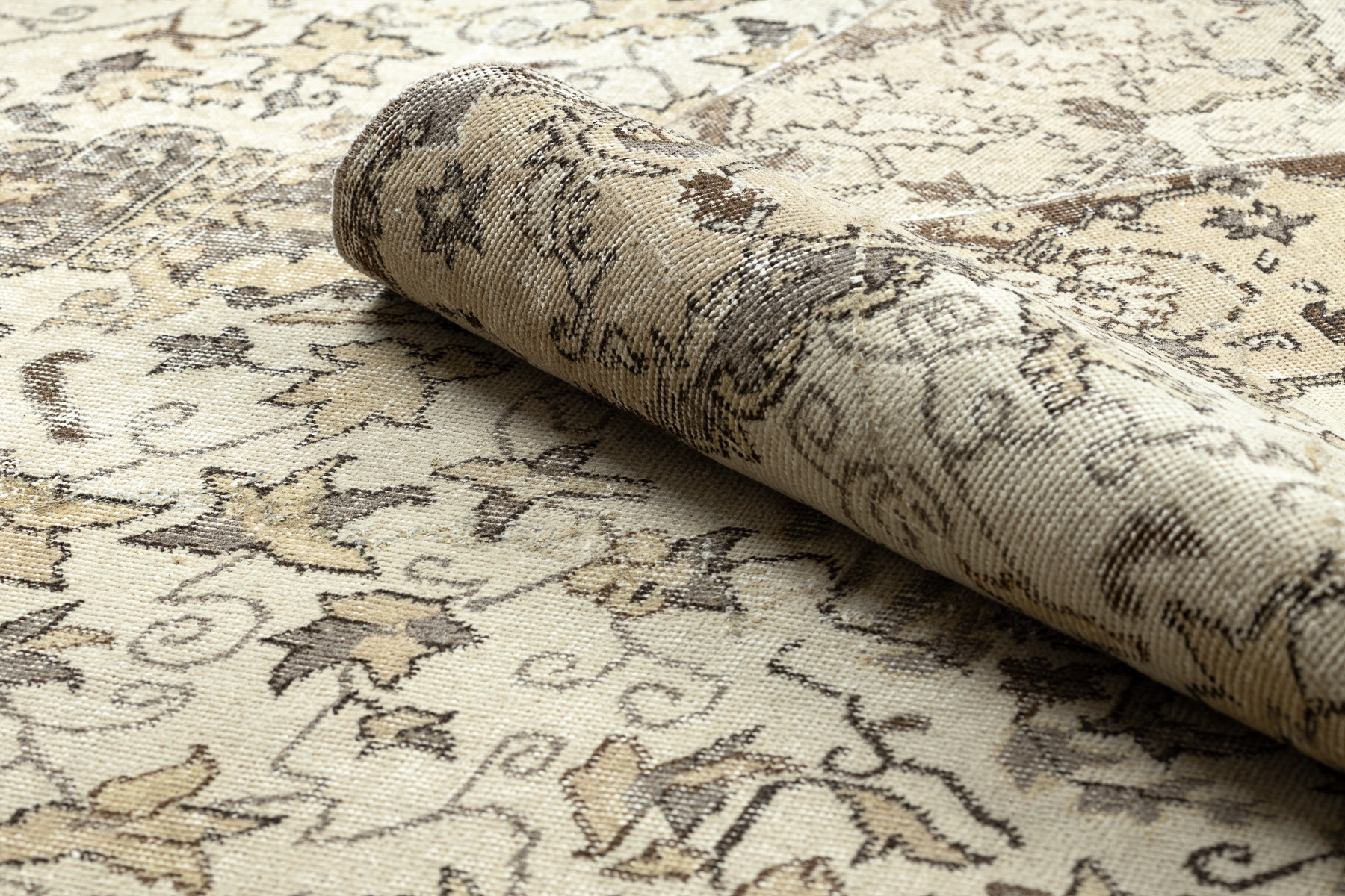 Ručně tkaný vlněný koberec Vintage 10311 rám / ornament, béžový