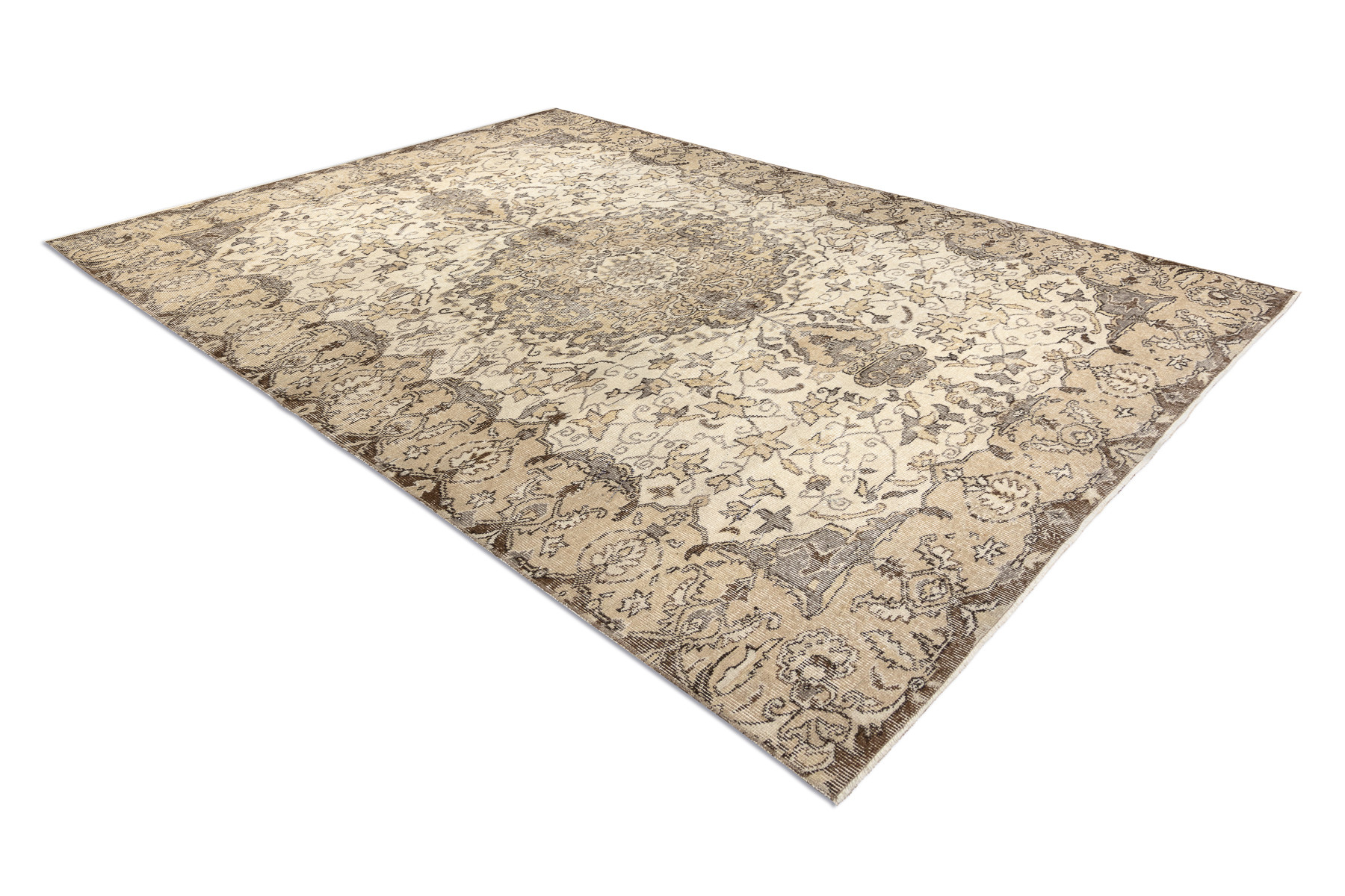 Ručně tkaný vlněný koberec Vintage 10311 rám / ornament, béžový