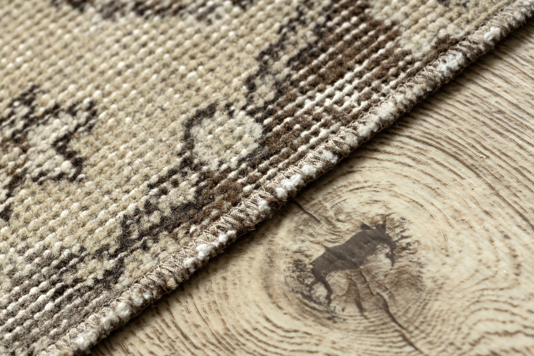 Ručně tkaný vlněný koberec Vintage 10311 rám / ornament, béžový