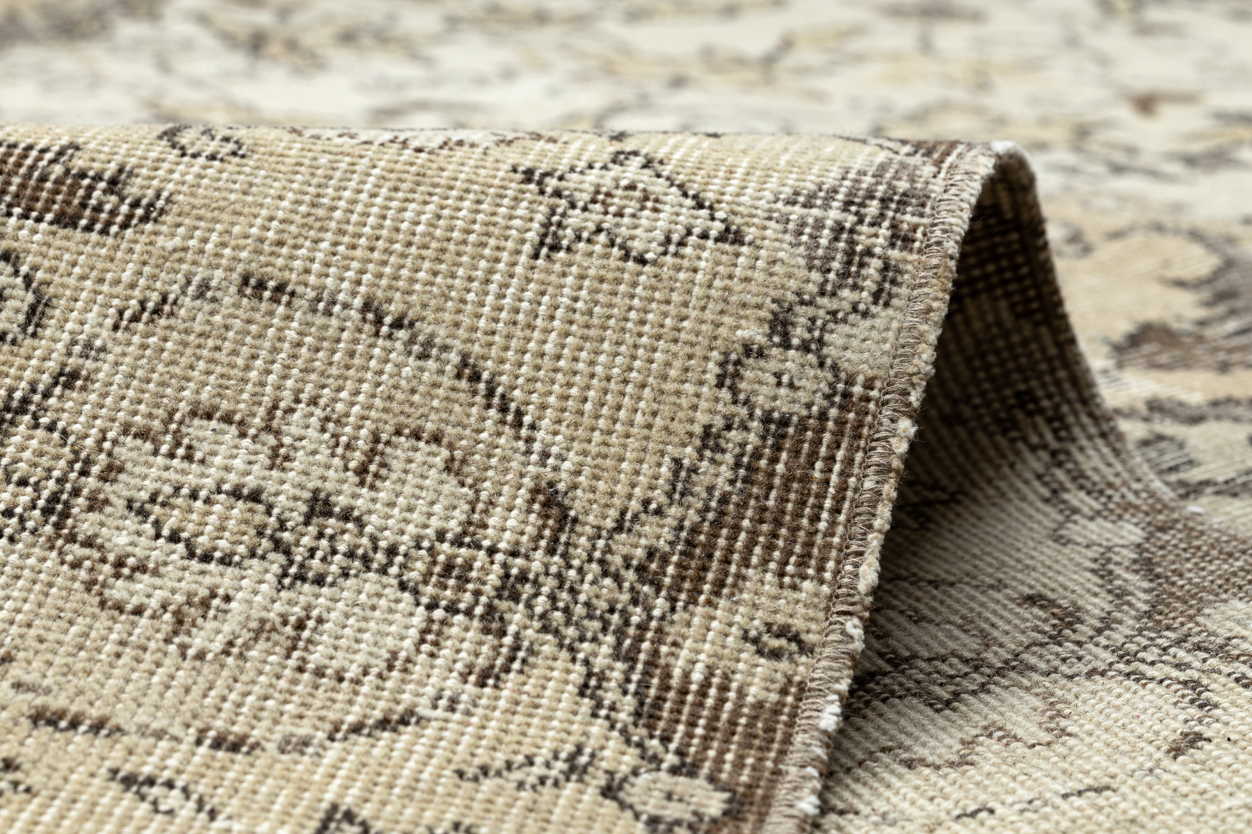 Ručně tkaný vlněný koberec Vintage 10311 rám / ornament, béžový