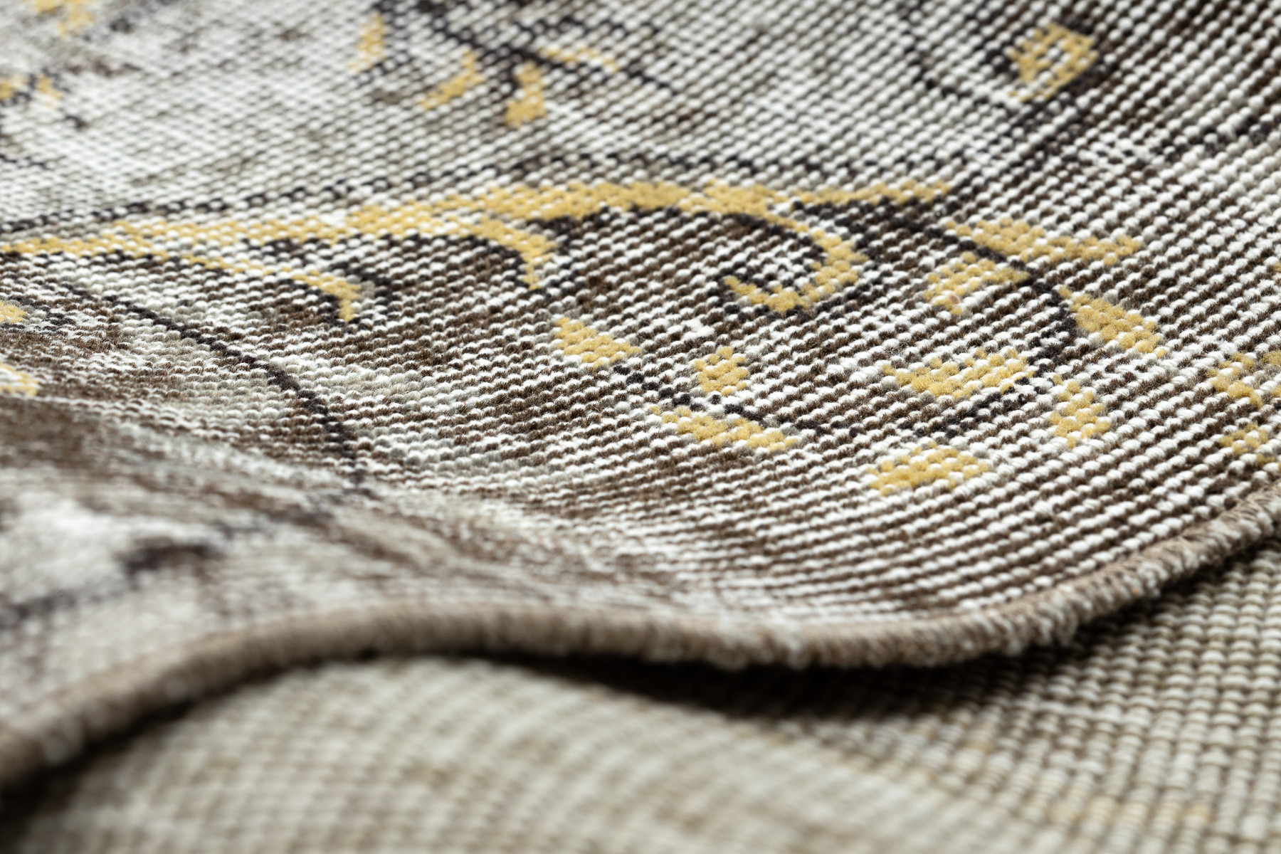 Ručně tkaný vlněný koberec Vintage 10432 rám / ornament, béžový / žlutý