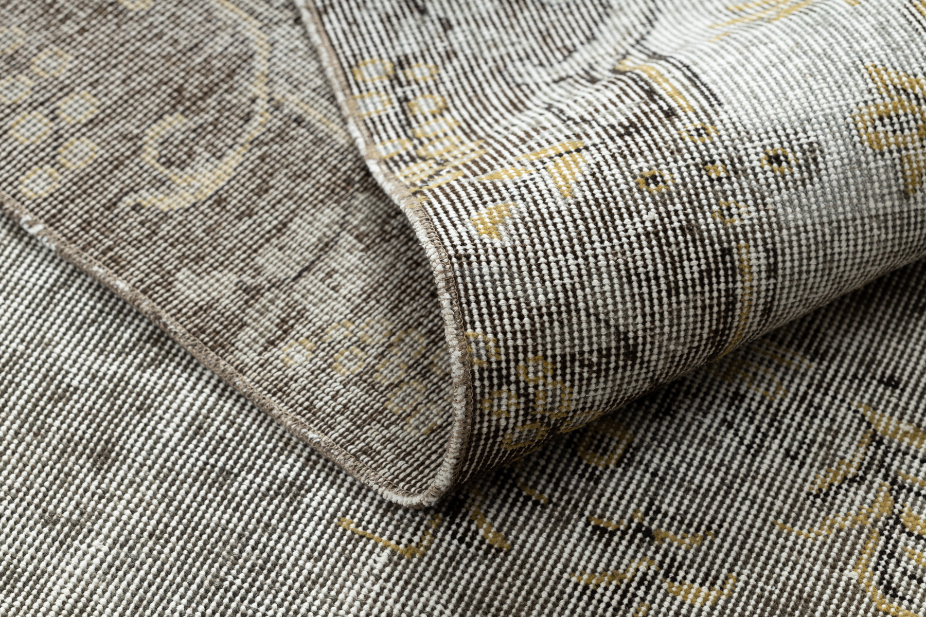 Ručně tkaný vlněný koberec Vintage 10432 rám / ornament, béžový / žlutý