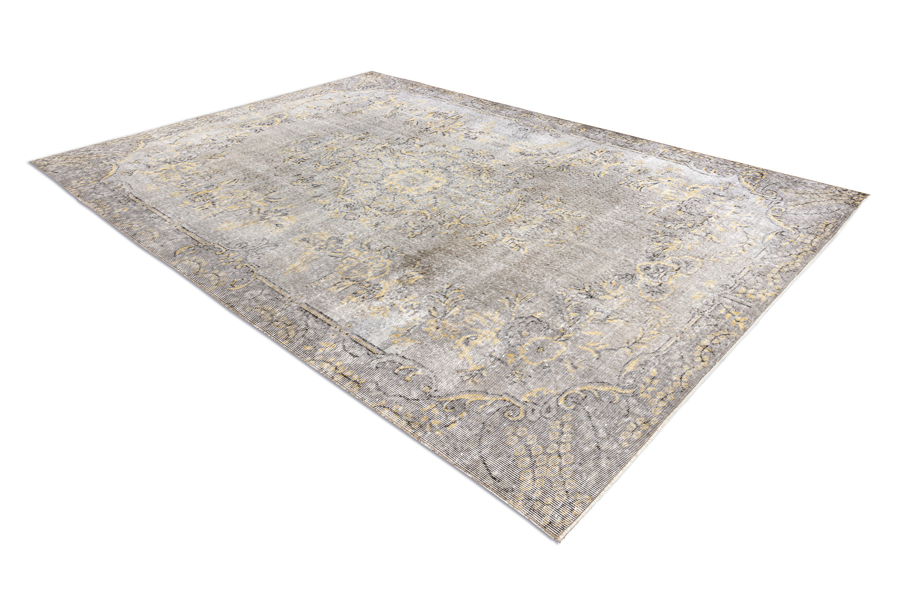 Ručně tkaný vlněný koberec Vintage 10432 rám / ornament, béžový / žlutý