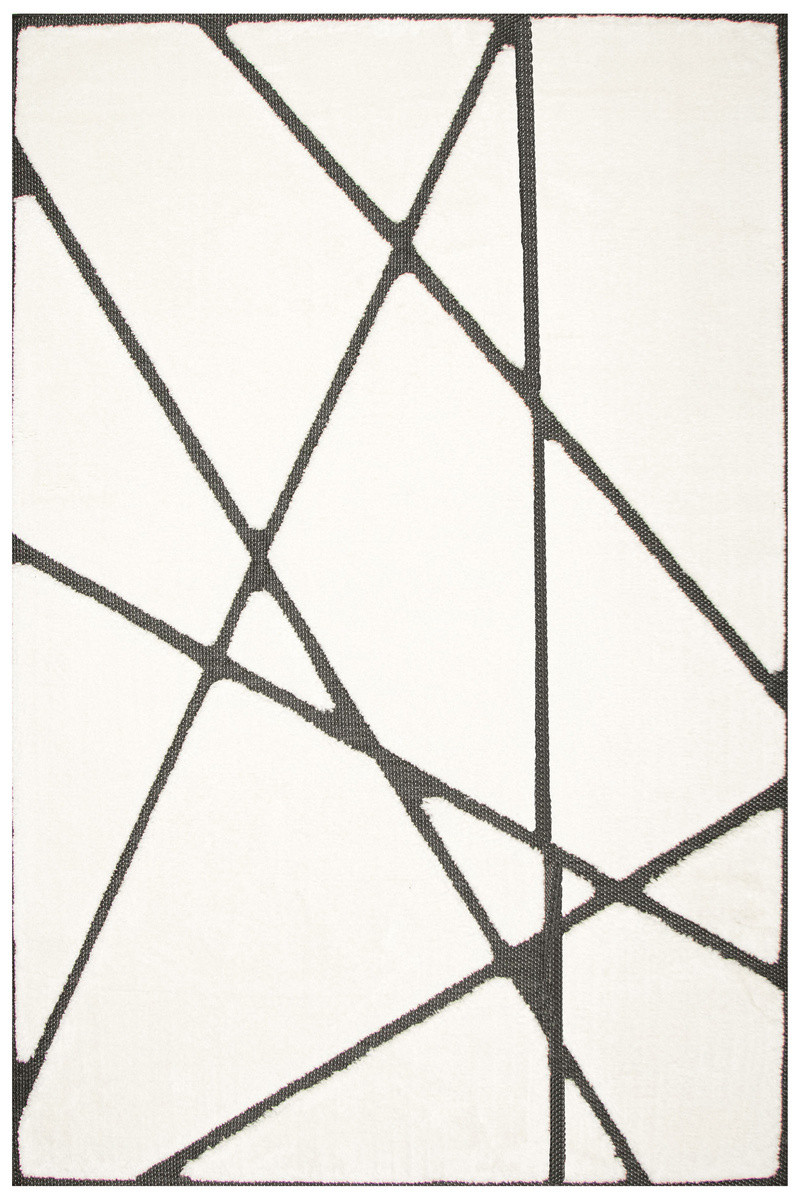 Koberec Shaggy Lula Soft IM85A trojúhelníky, krémový / černý