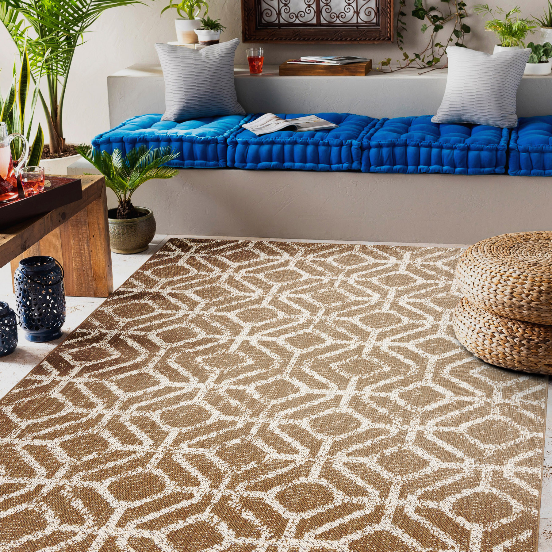 Koberec SIZAL FLAT 48957265 geometrický ROMBY naturální / béžový