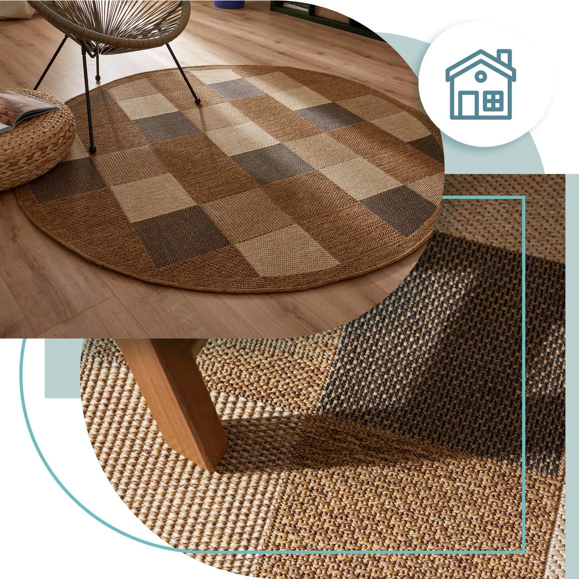 Koberec Adana Chess Beige kruh