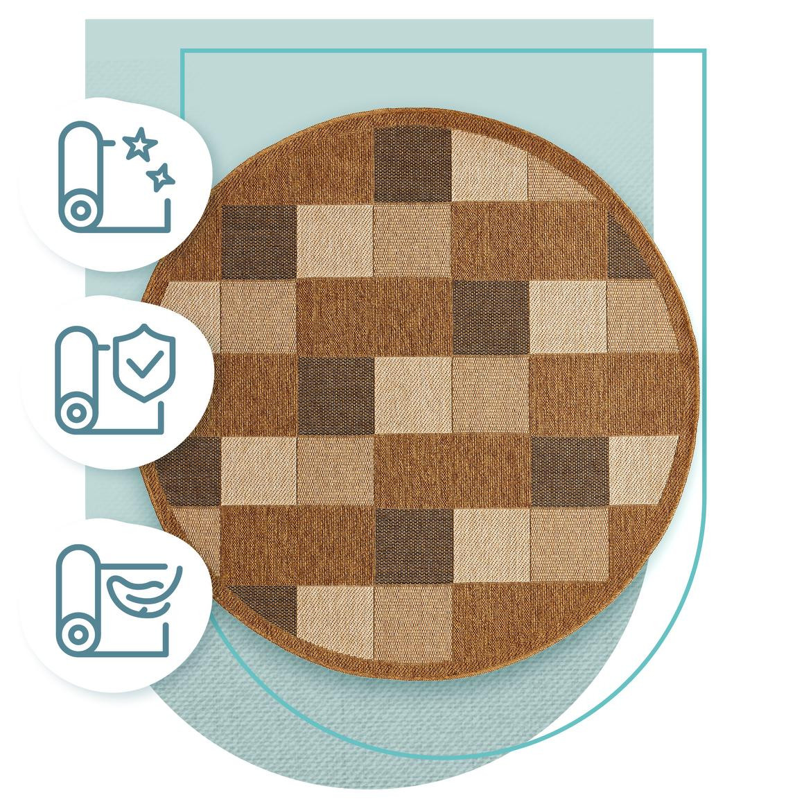 Koberec Adana Chess Beige kruh