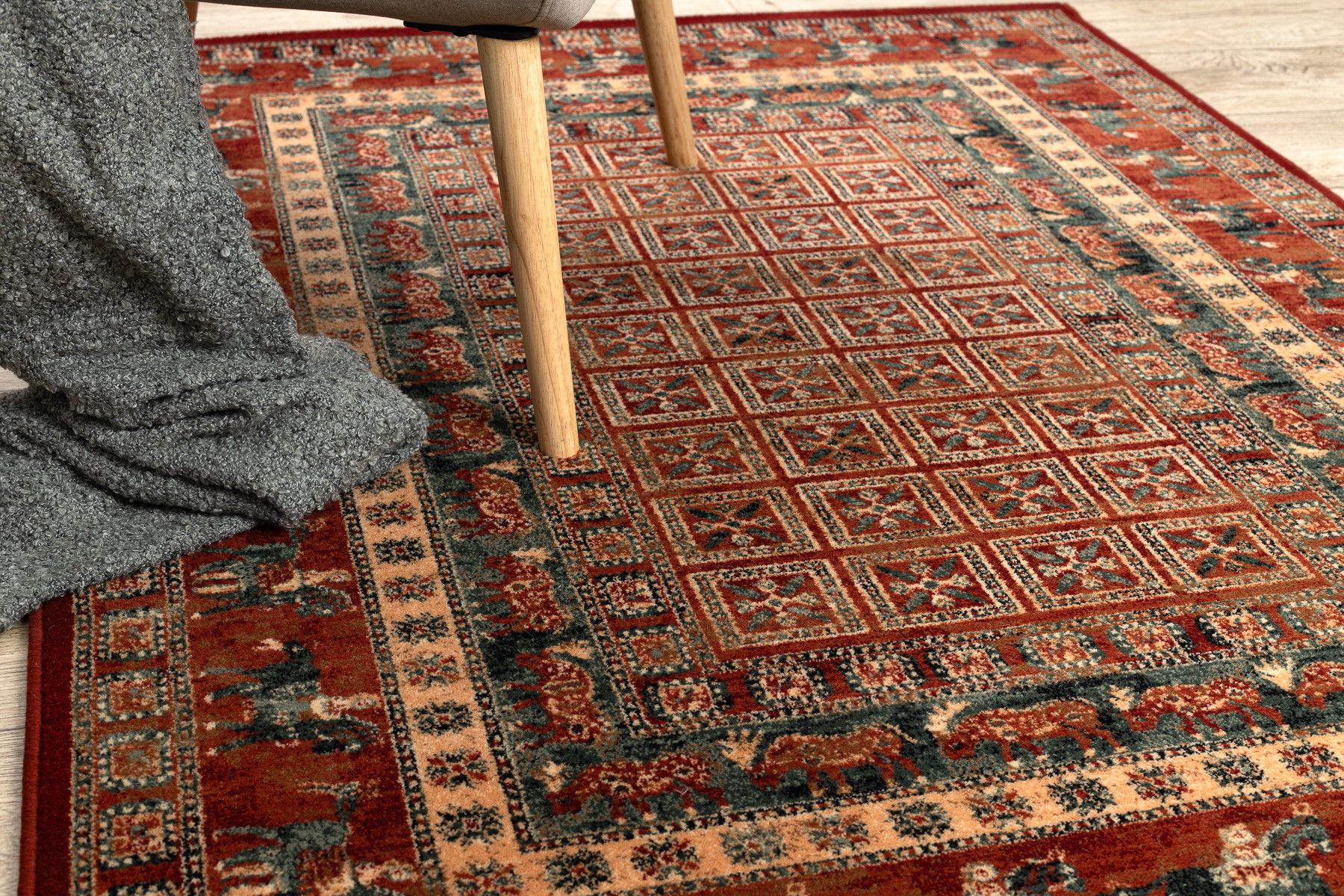 Koberec KASHQAI 4301 300 orientální / rám, terakota / zelený