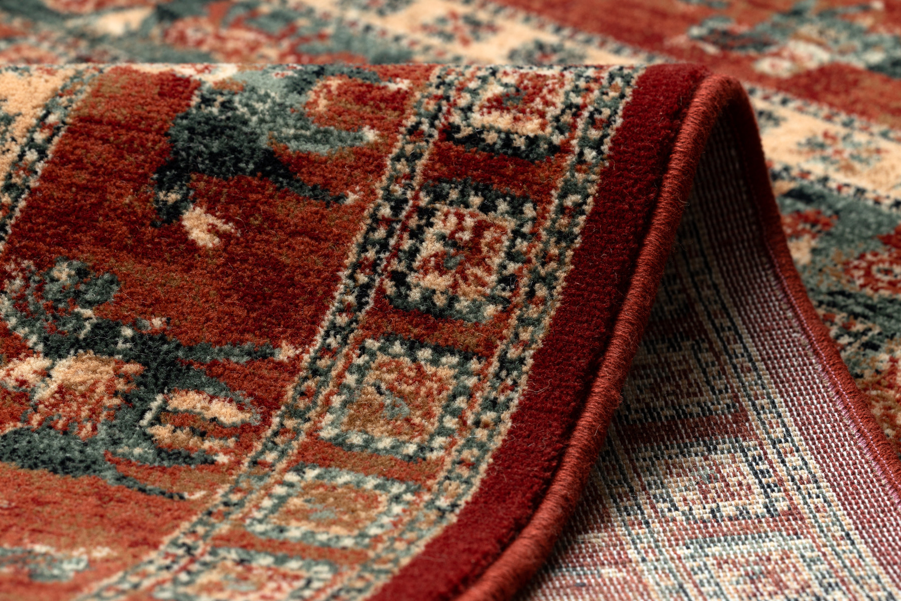 Koberec KASHQAI 4301 300 orientální / rám, terakota / zelený