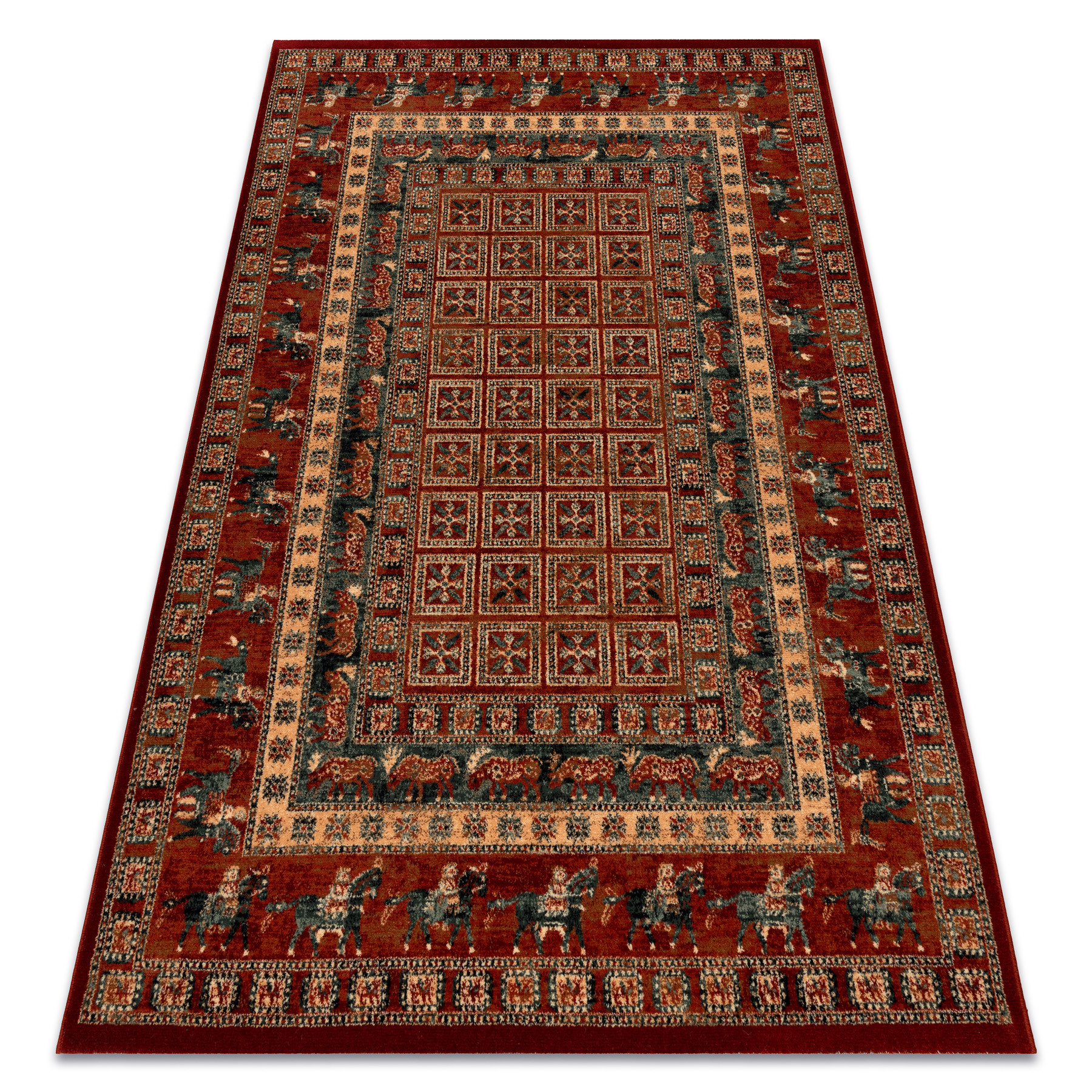 Koberec KASHQAI 4301 300 orientální / rám, terakota / zelený