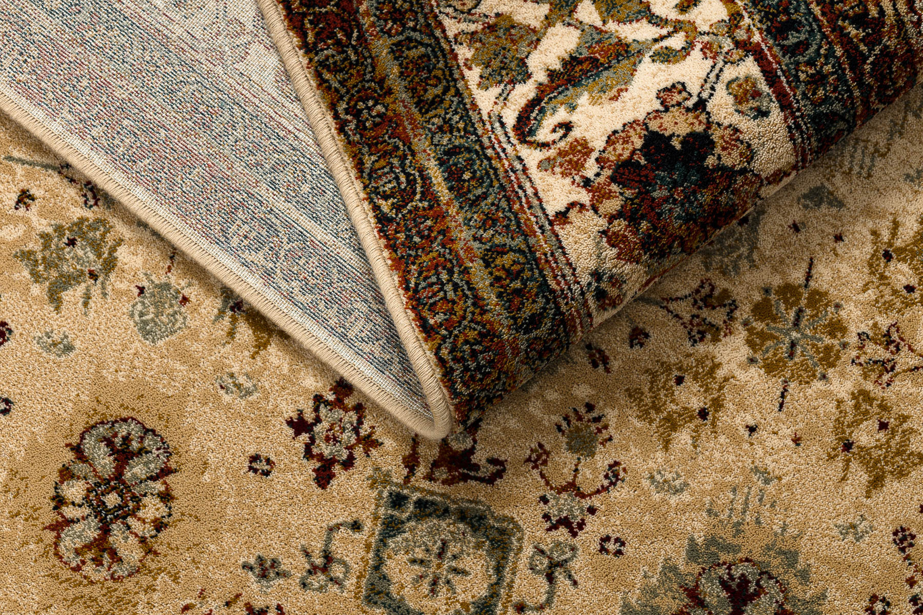 Koberec OMEGA AVILA Ornament rám, béžový