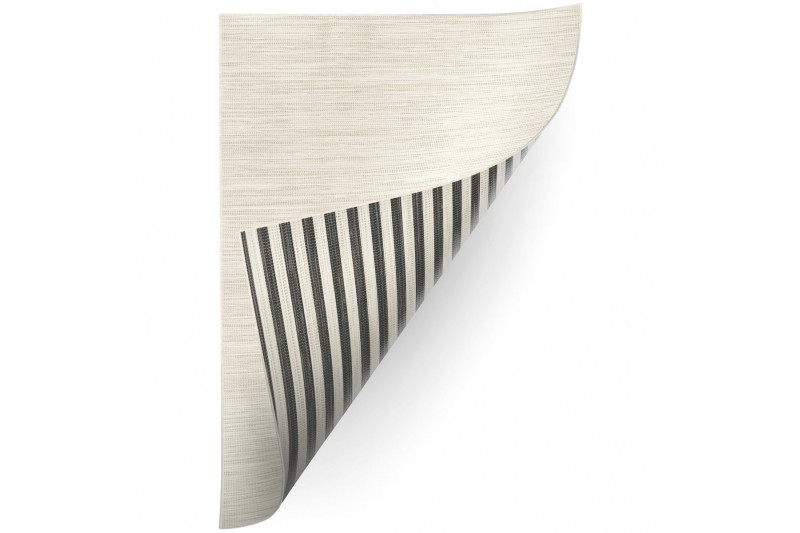 Exteriérový Oboustranný Koberec SIZAL DOUBLE  29205/095 Pásy černý bež/melanž béž