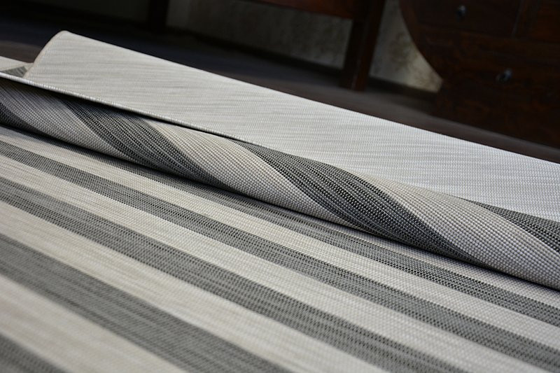 Exteriérový Oboustranný Koberec SIZAL DOUBLE  29205/095 Pásy černý bež/melanž béž