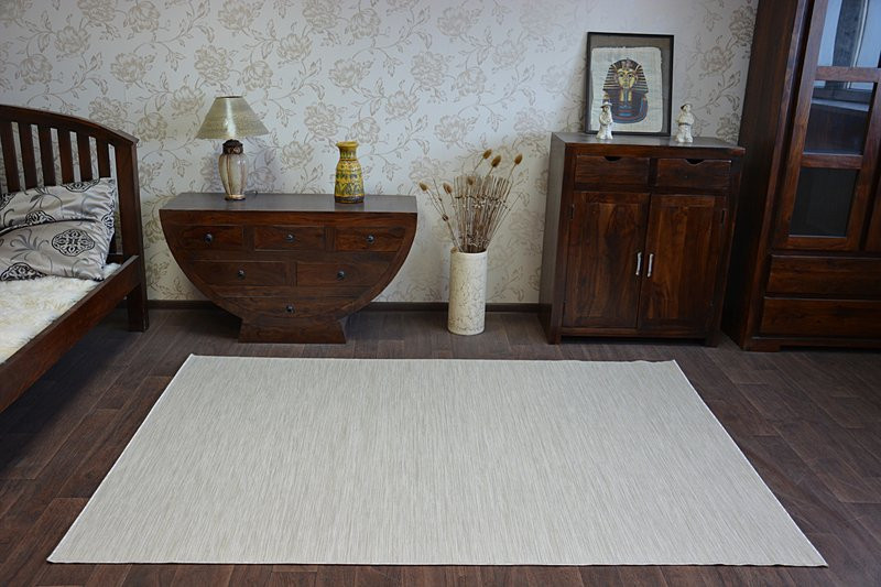 Exteriérový Oboustranný Koberec SIZAL DOUBLE  29205/095 Pásy černý bež/melanž béž