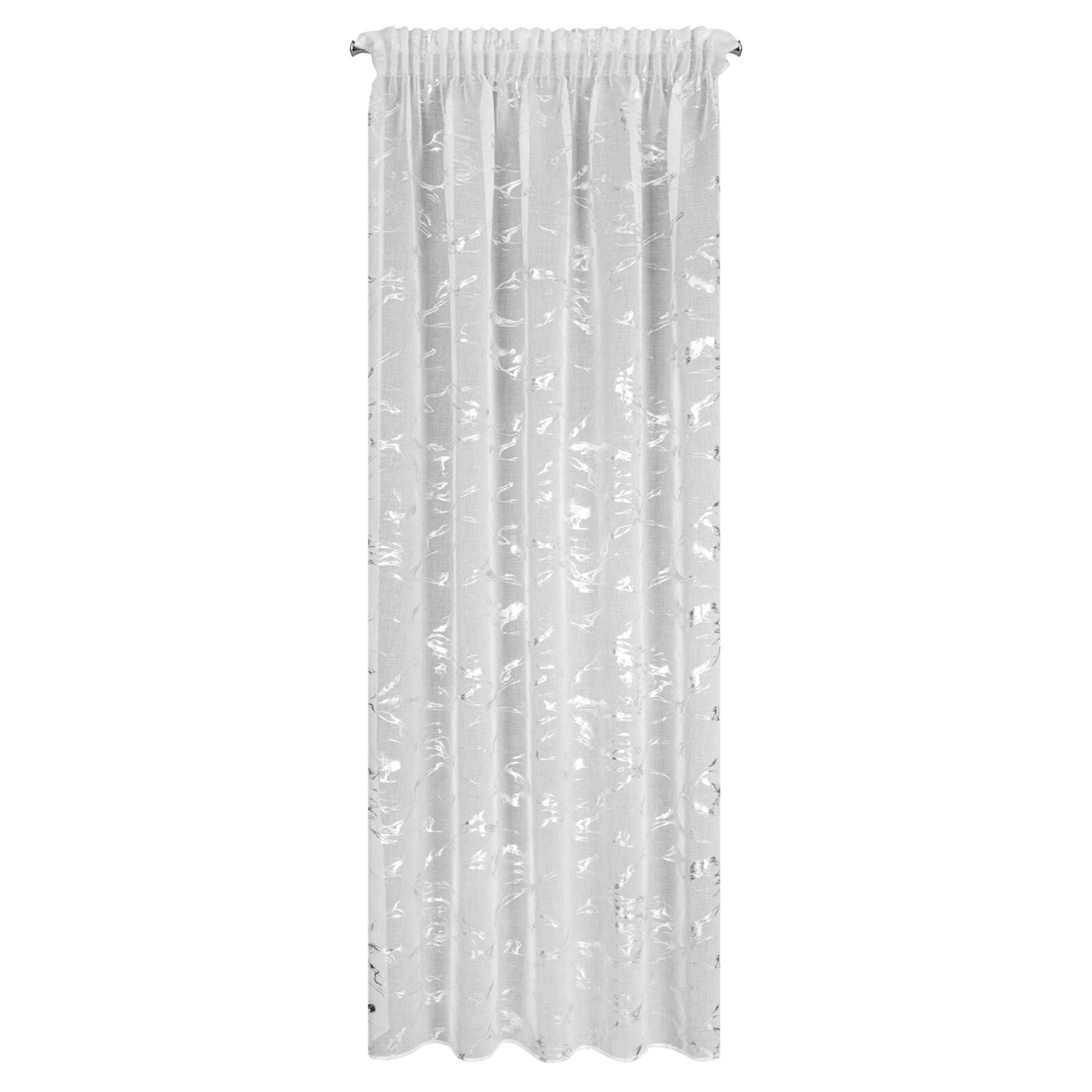 Hotová záclona ALINA bílá / stříbrná - na pásce