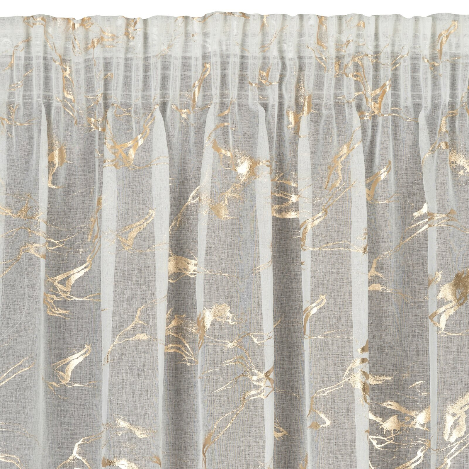 Hotová záclona ALINA bílá / zlatá - na pásce