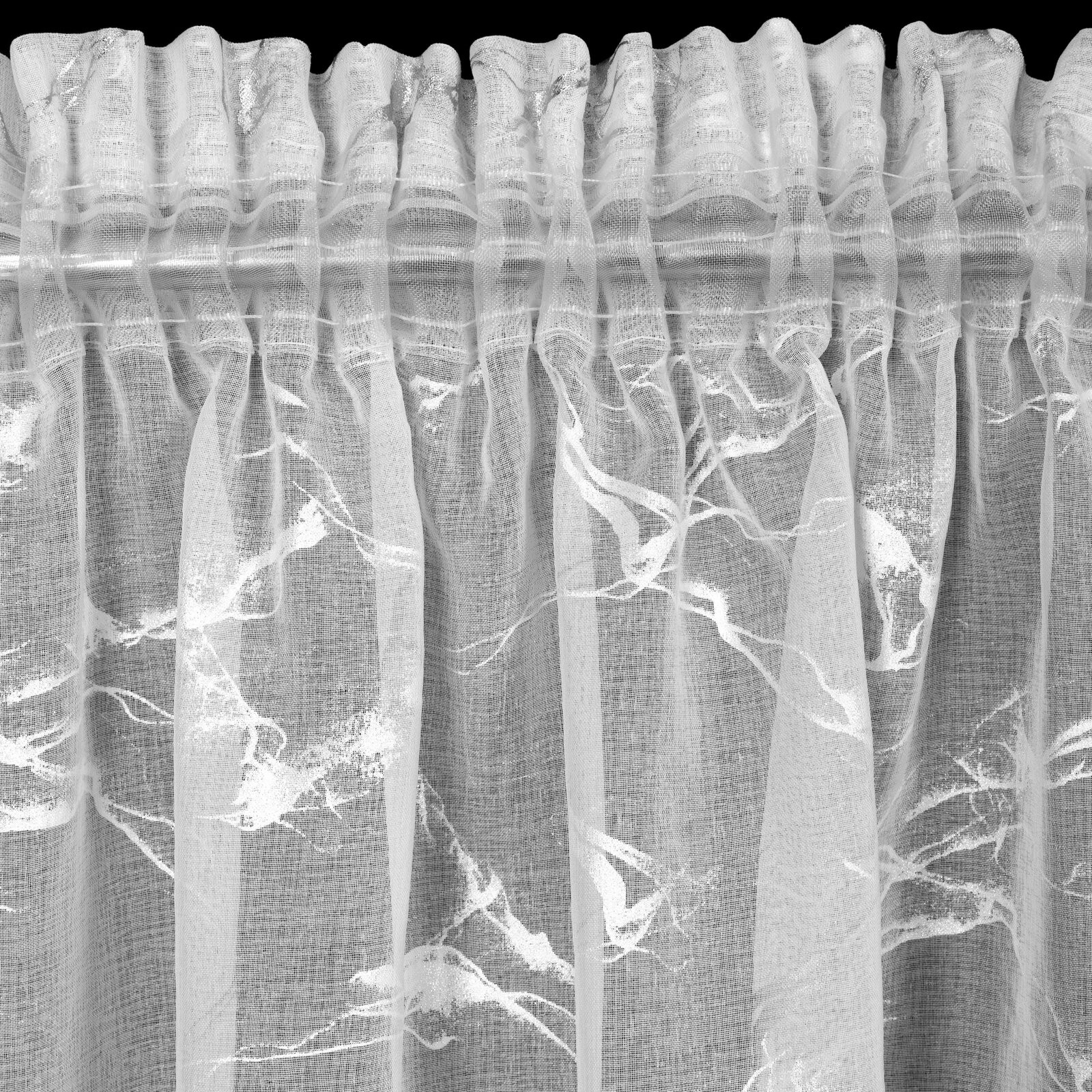 Hotová záclona ALINA bílá / stříbrná - na pásce