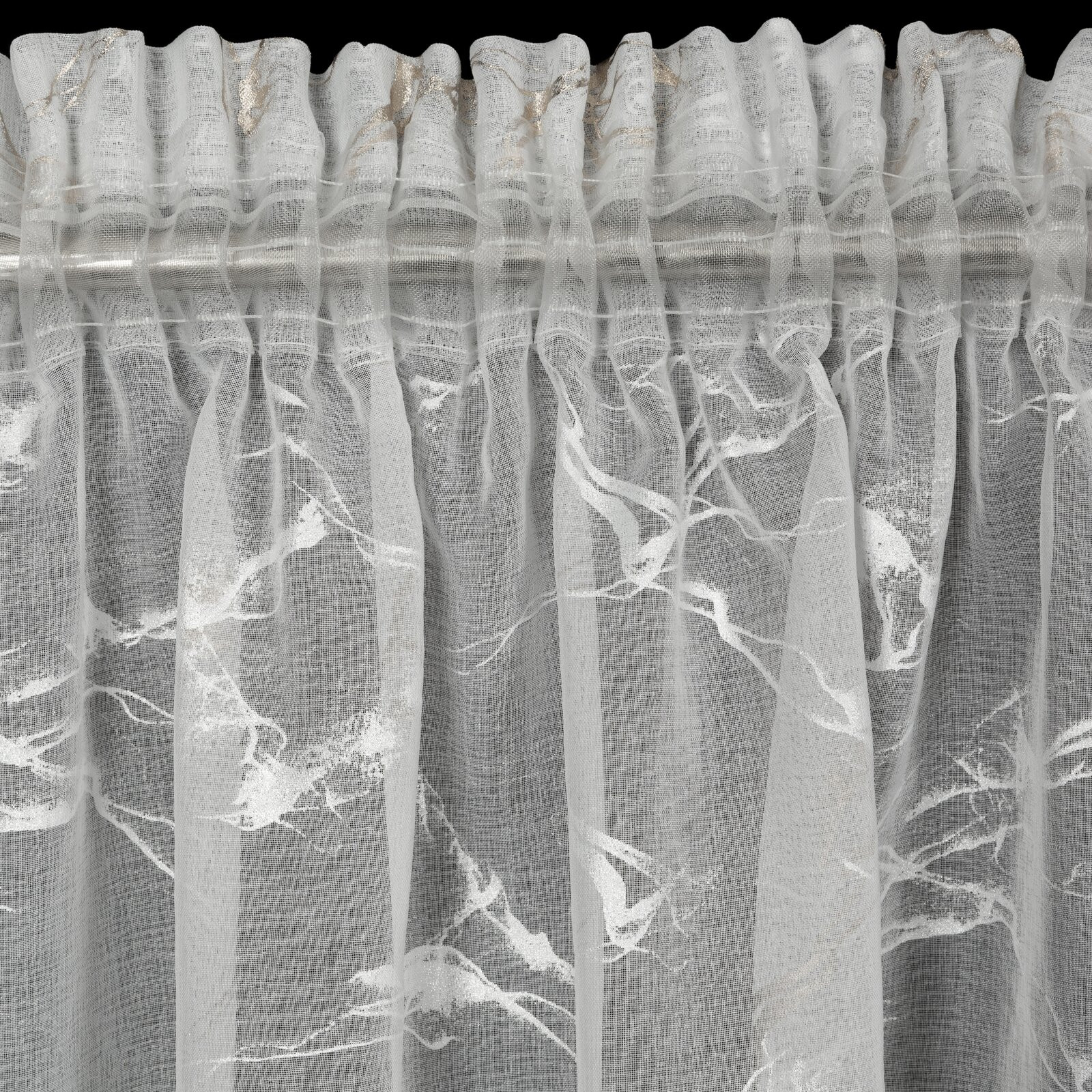 Hotová záclona ALINA bílá / zlatá - na pásce