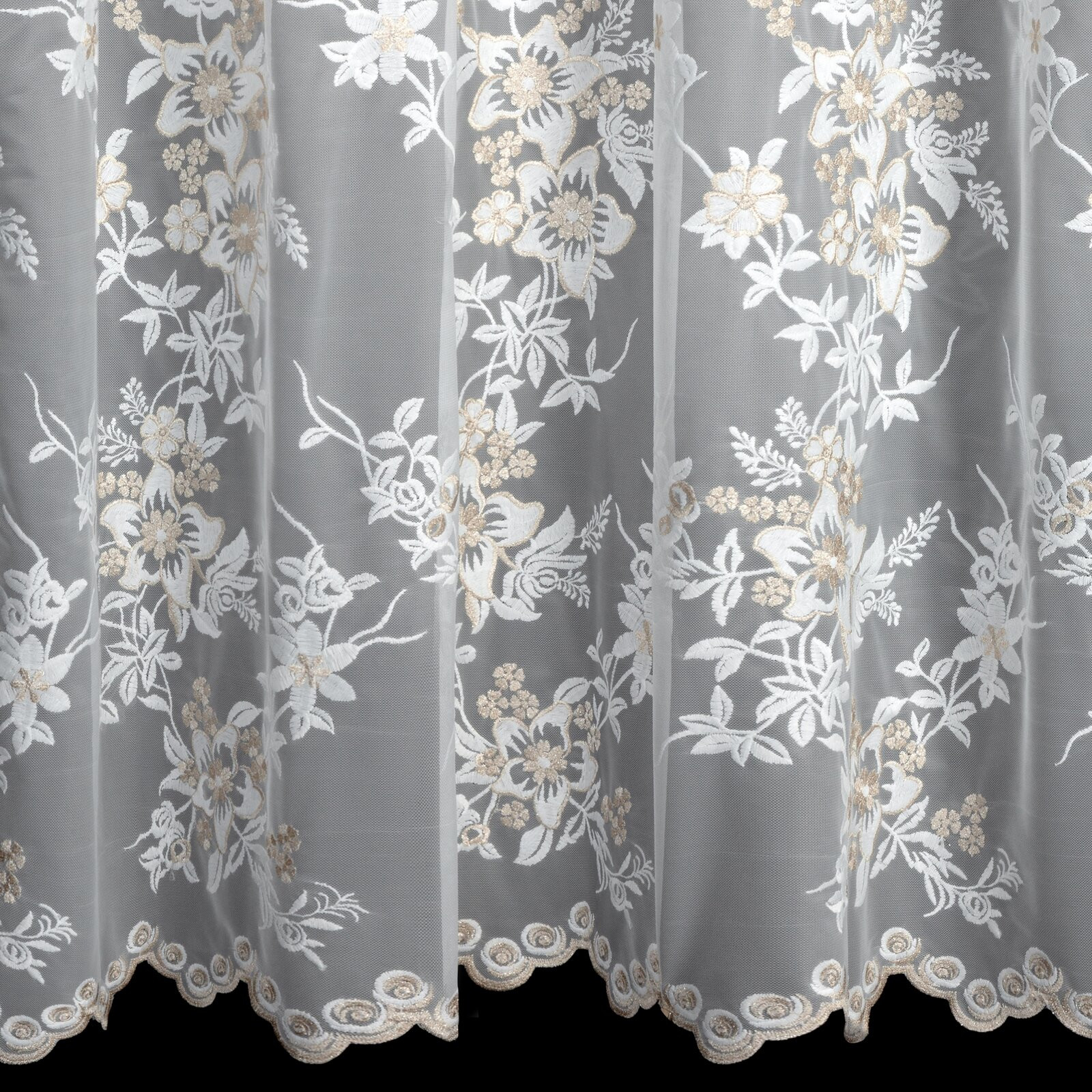 Hotová záclona ALIRA krémová / šampaňská - na průchodkách