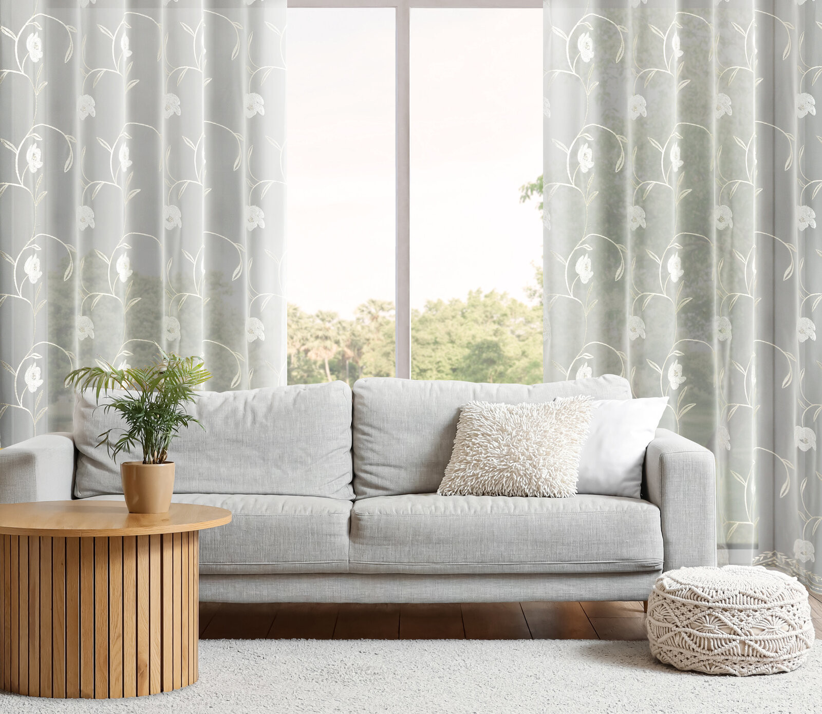 Hotová záclona AMIRI krémová - na průchodkách