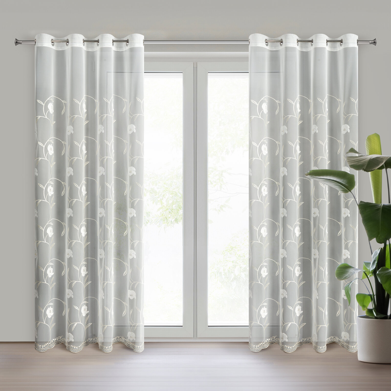 Hotová záclona AMIRI krémová - na průchodkách