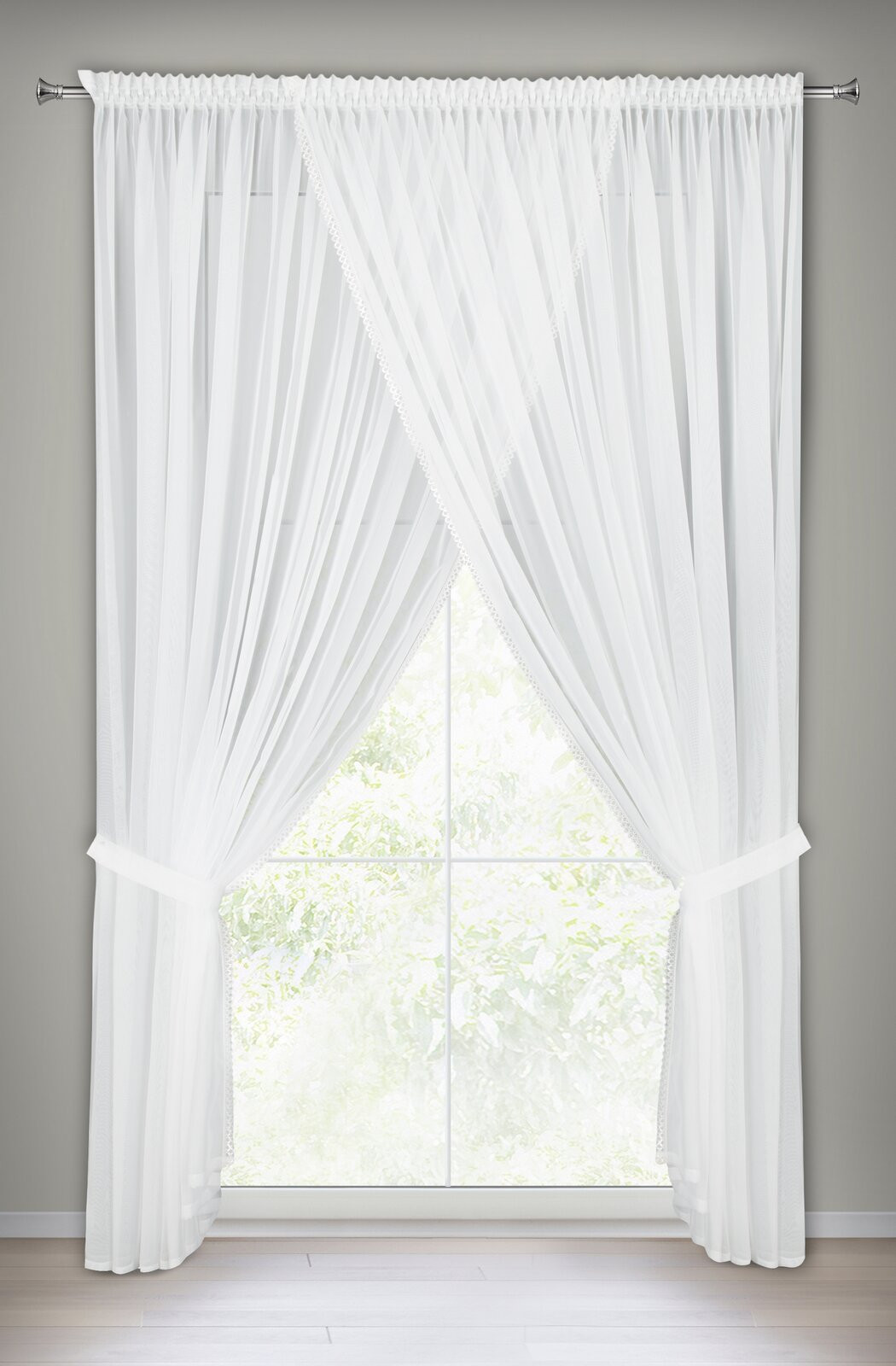 Hotová záclona CAROLINE bílá - na pásce