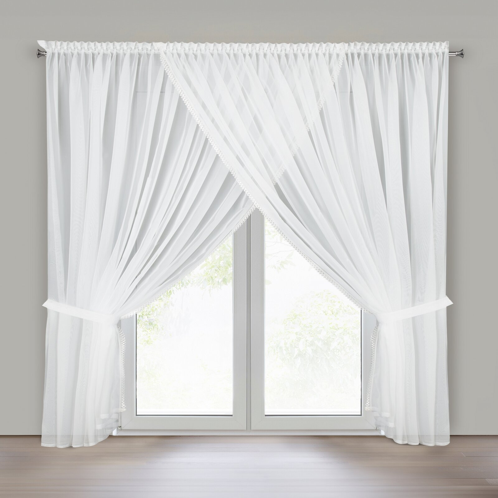 Hotová záclona CAROLINE bílá - na pásce