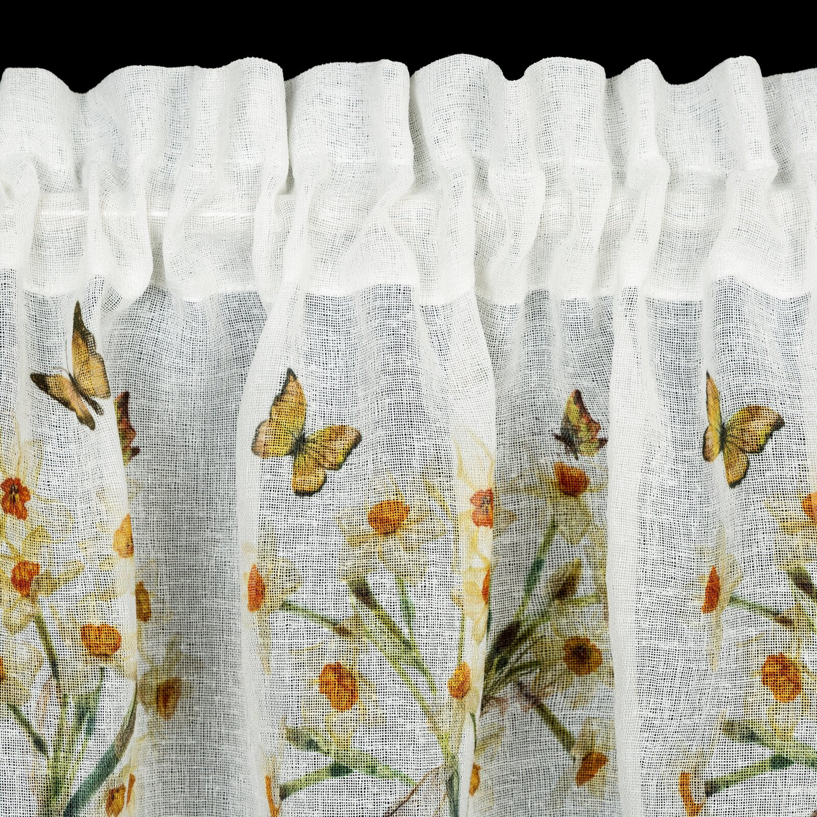 Hotová záclona FLORA žlutá - s tunelem