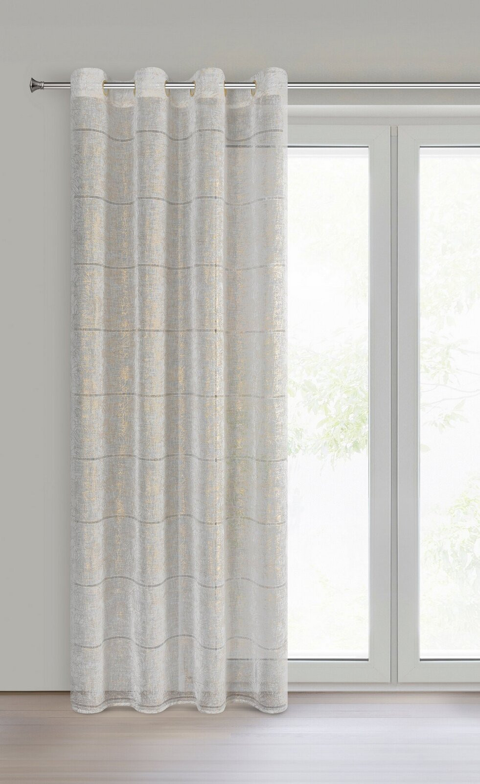 Hotová záclona KATY bílá / zlatá - na průchodkách