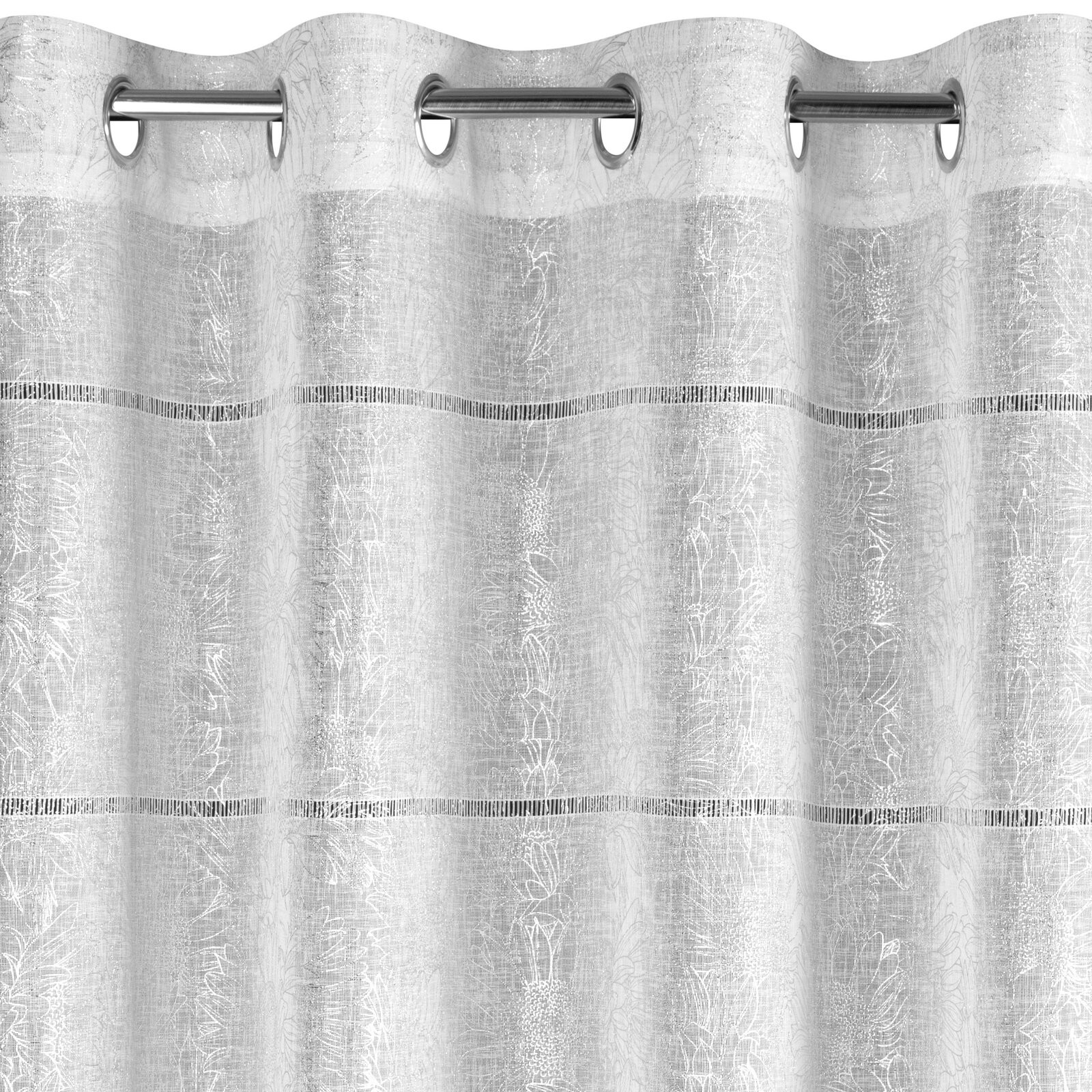 Hotová záclona KATY bílá / stříbrná - na průchodkách