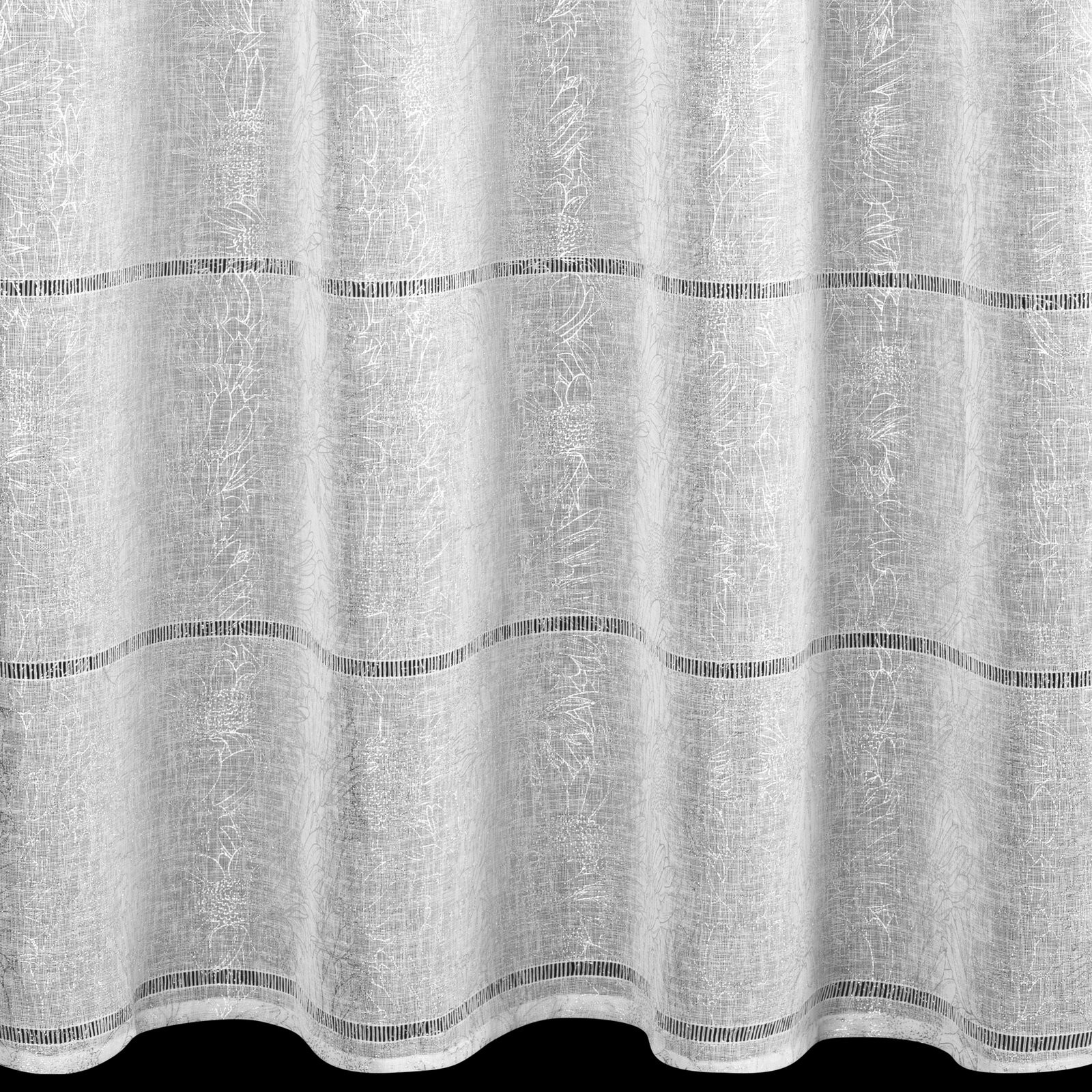 Hotová záclona KATY bílá / stříbrná - na průchodkách