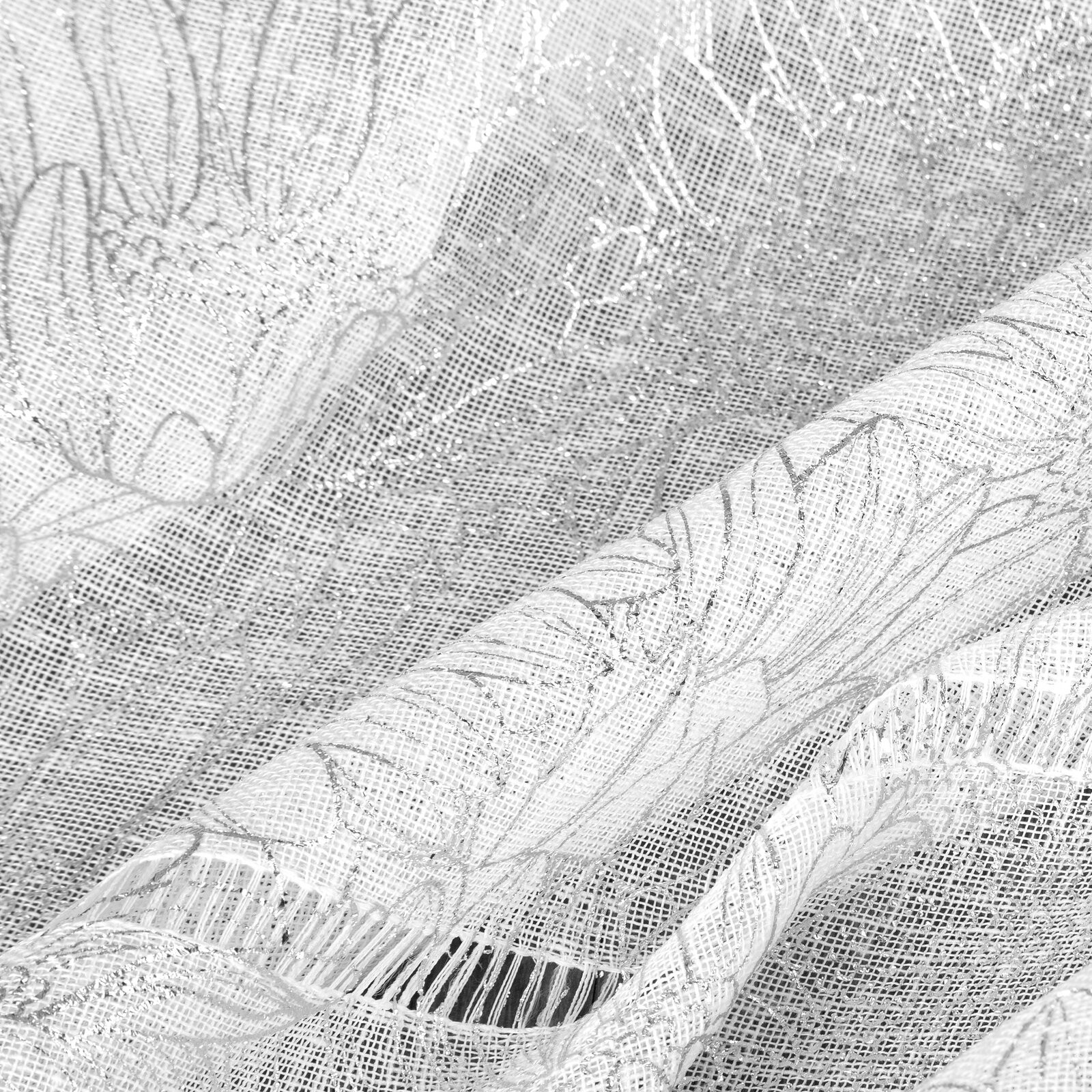 Hotová záclona KATY bílá / stříbrná - na průchodkách