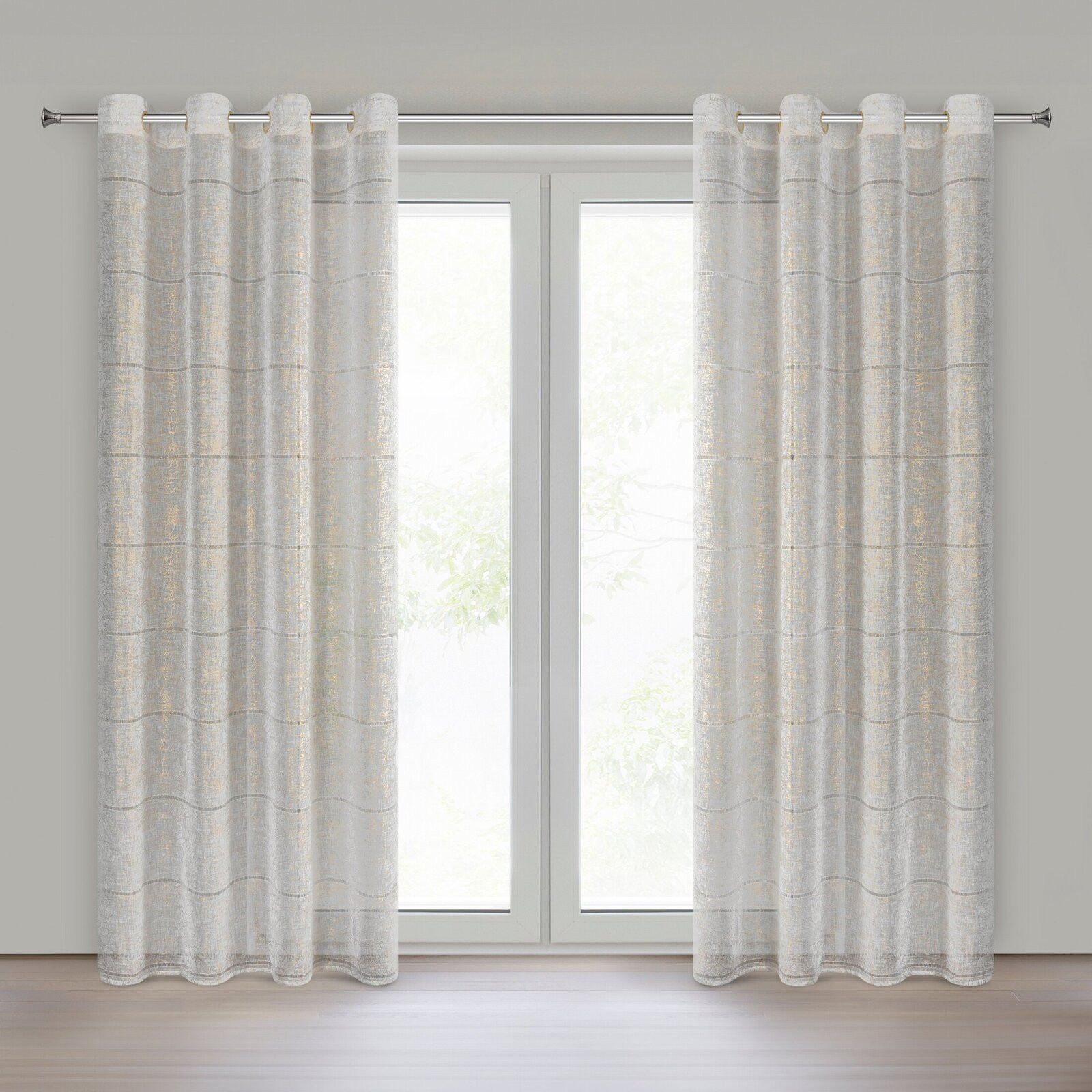 Hotová záclona KATY bílá / zlatá - na průchodkách