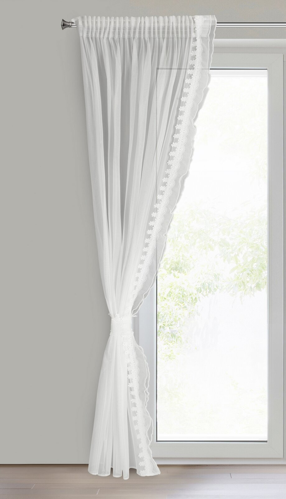 Hotová záclona LARISA bílá - na pásce
