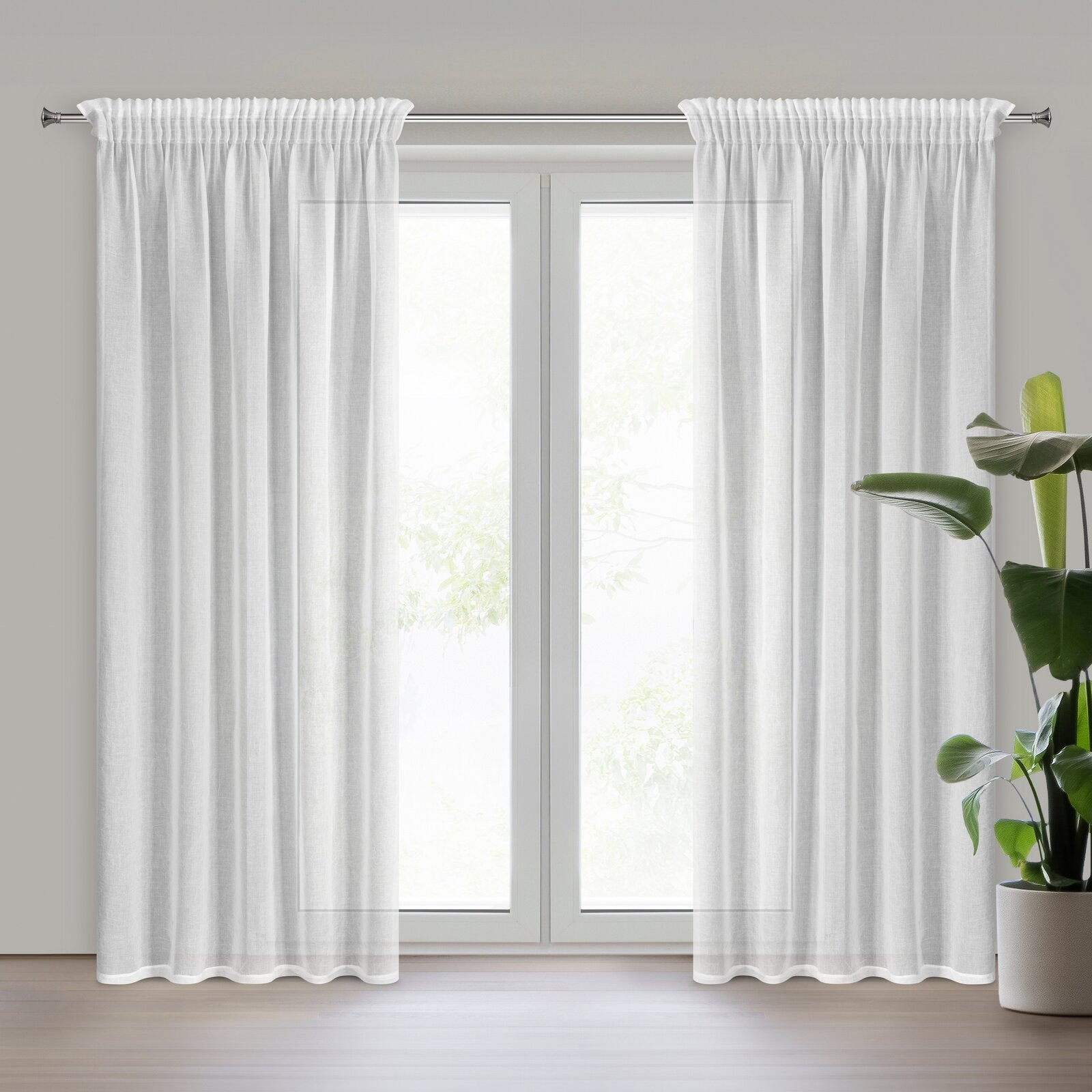 Hotová záclona MARINA bílá - na pásce