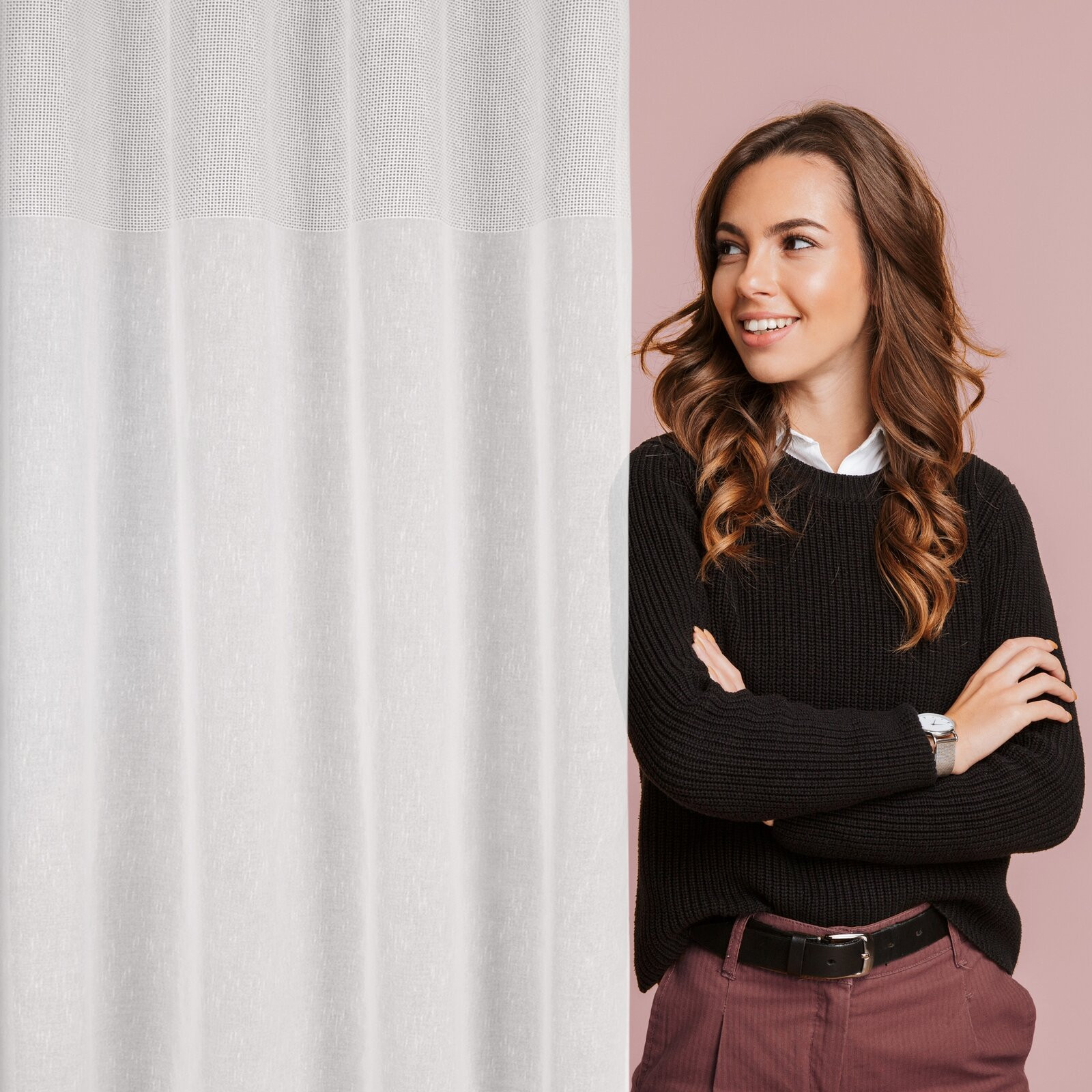 Hotová záclona MARISA bílá - na průchodkách