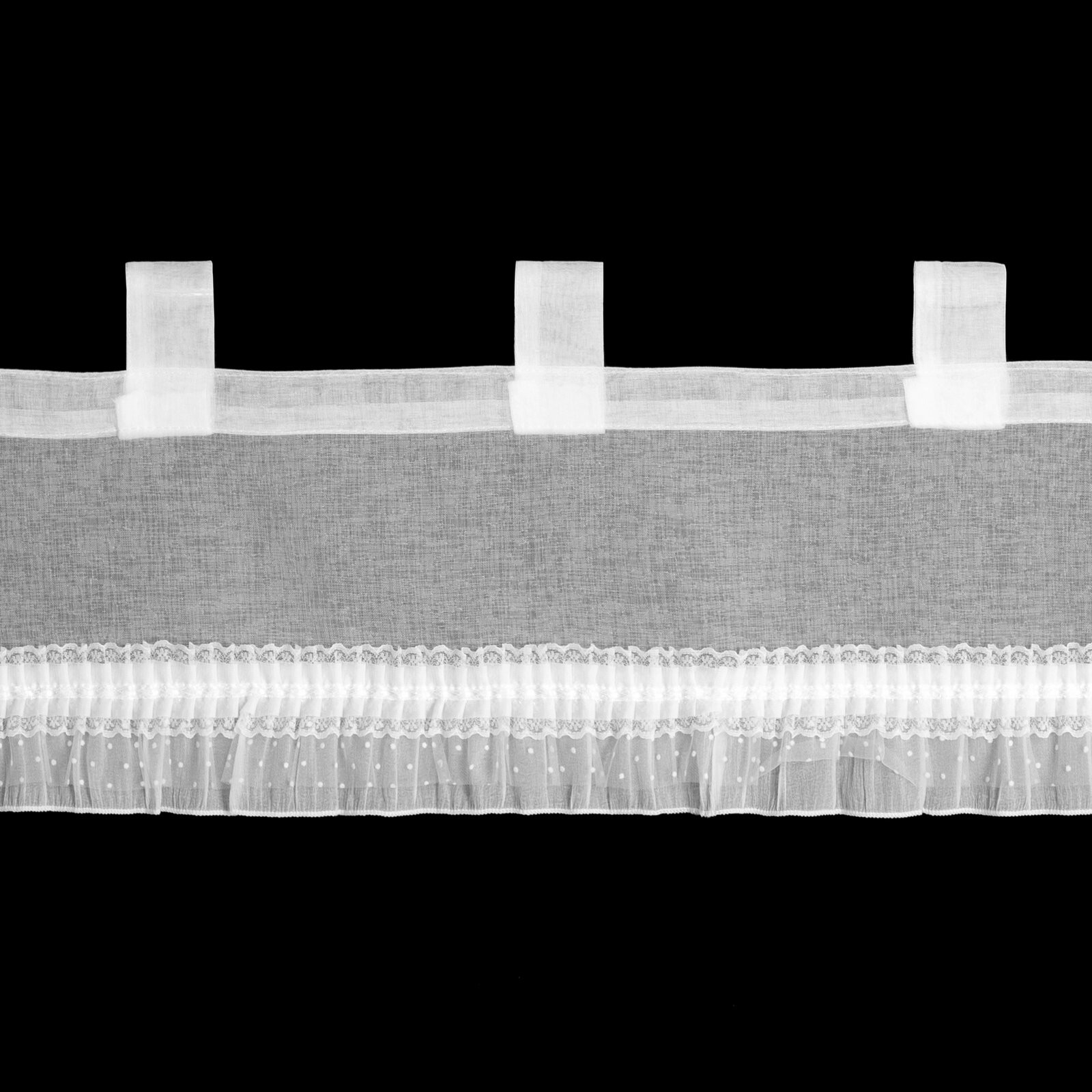 Hotová záclona MARY bílá - na průchodkách