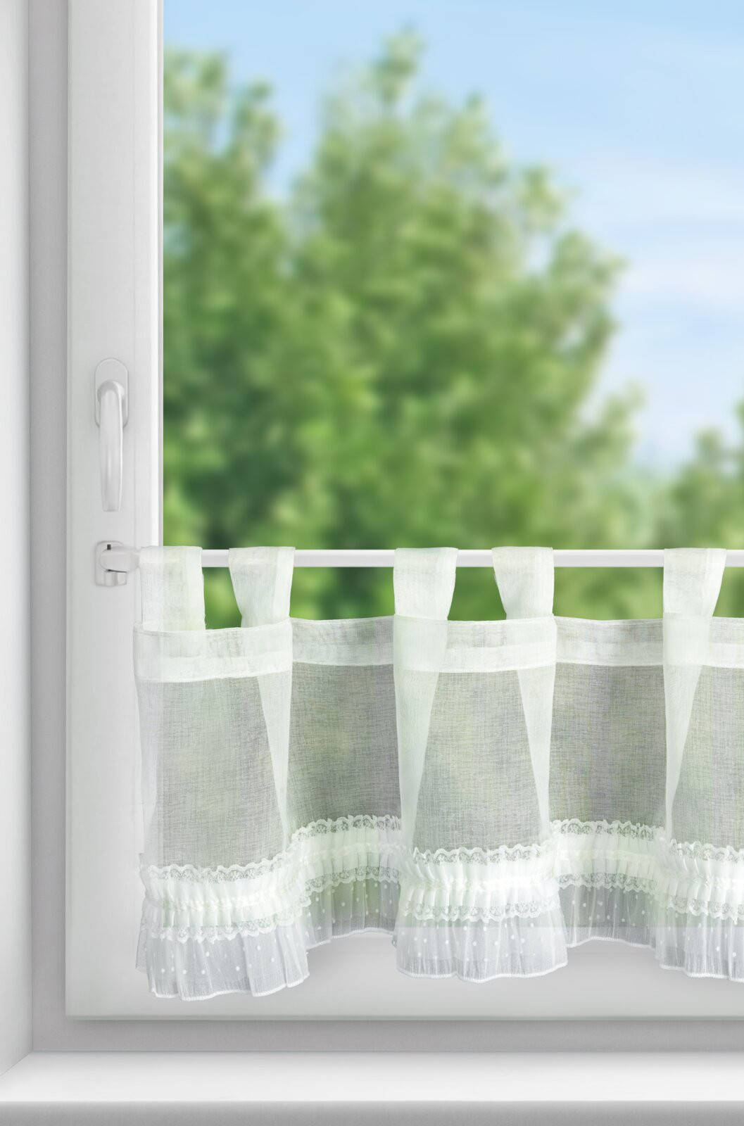 Hotová záclona MARY bílá - na průchodkách