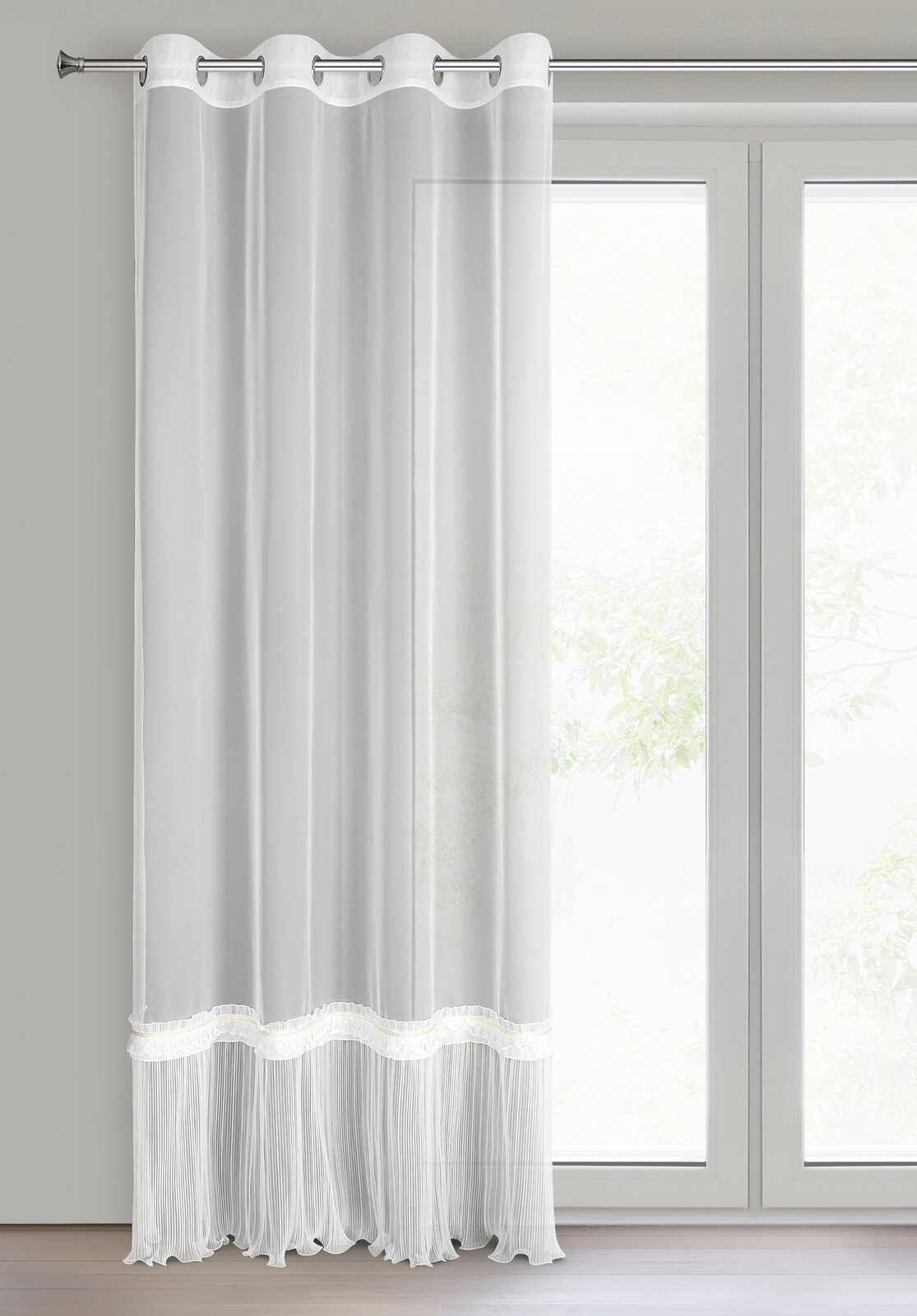 Hotová záclona MEGAN bílá - na průchodkách