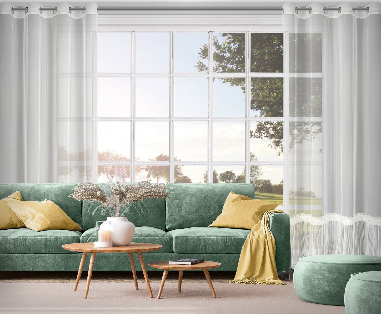 Hotová záclona MEGAN bílá - na průchodkách