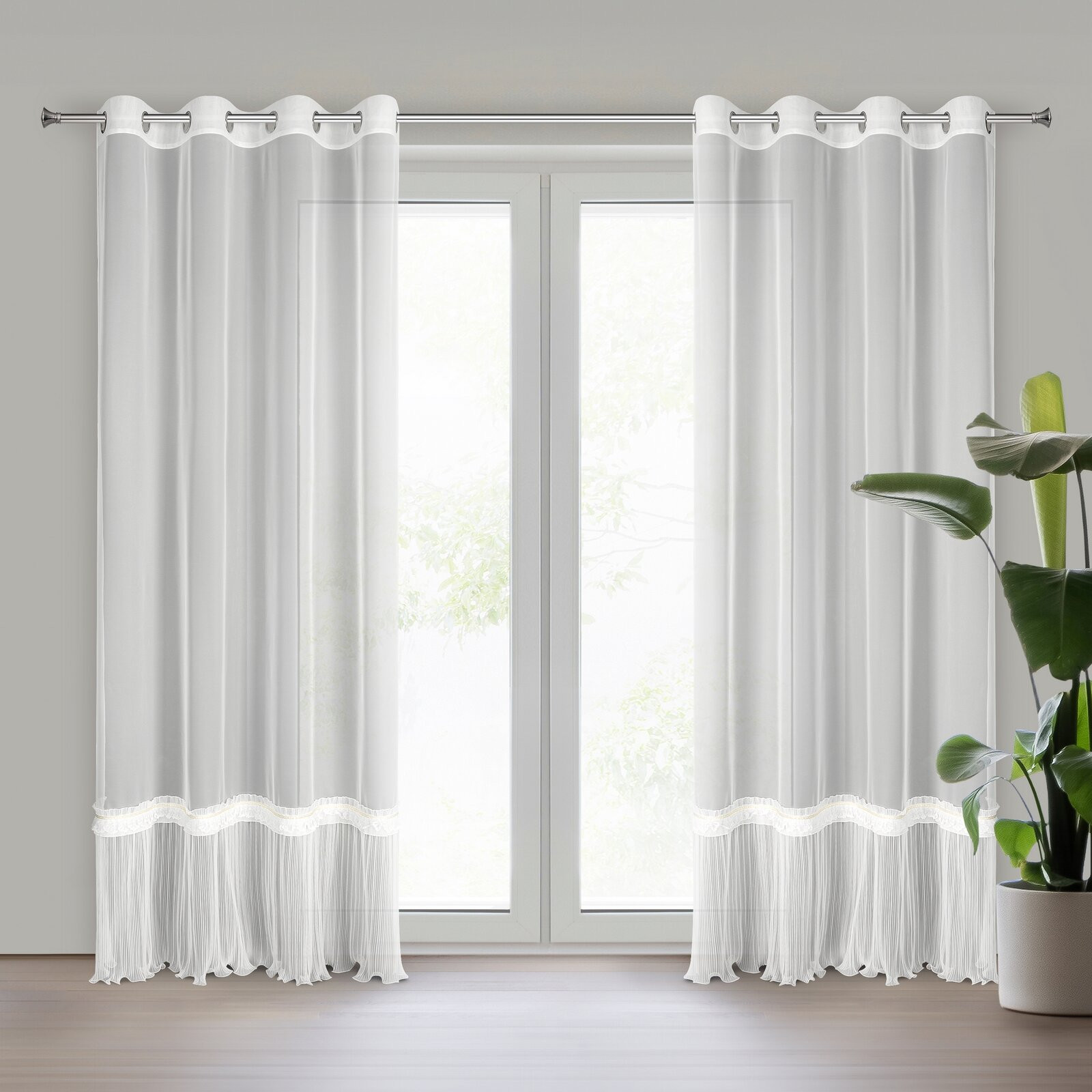 Hotová záclona MEGAN bílá - na průchodkách