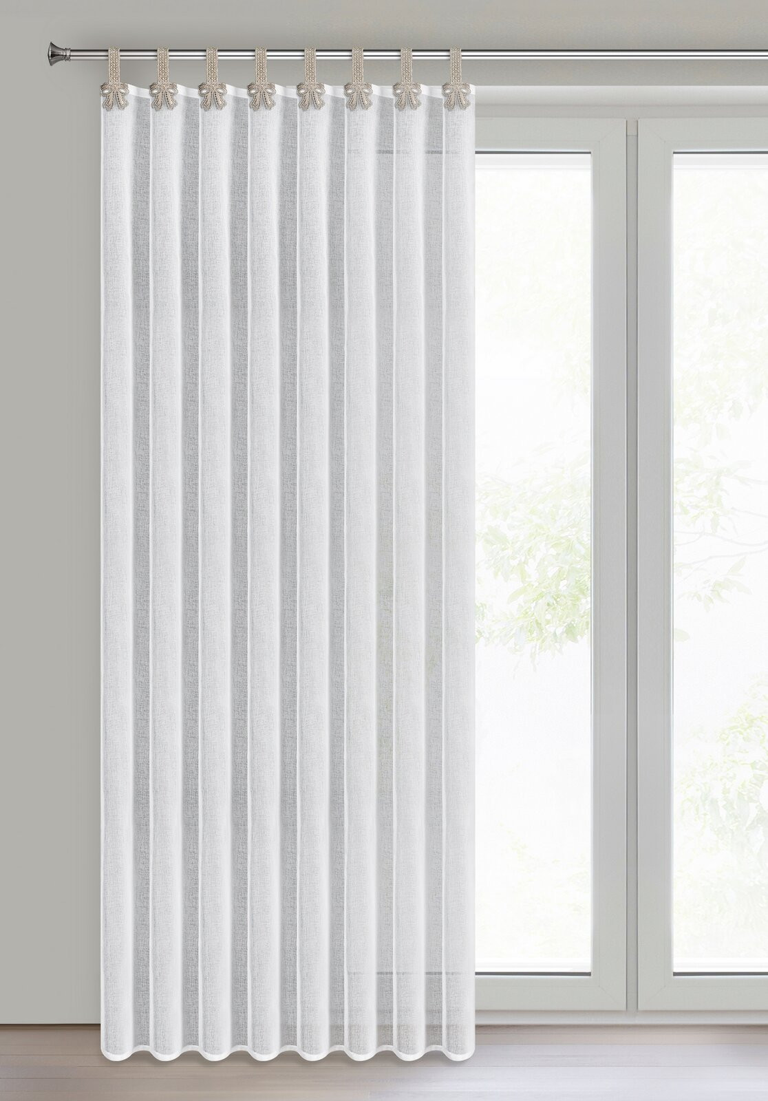 Hotová záclona MELISA bílá / béžová - na průchodkách